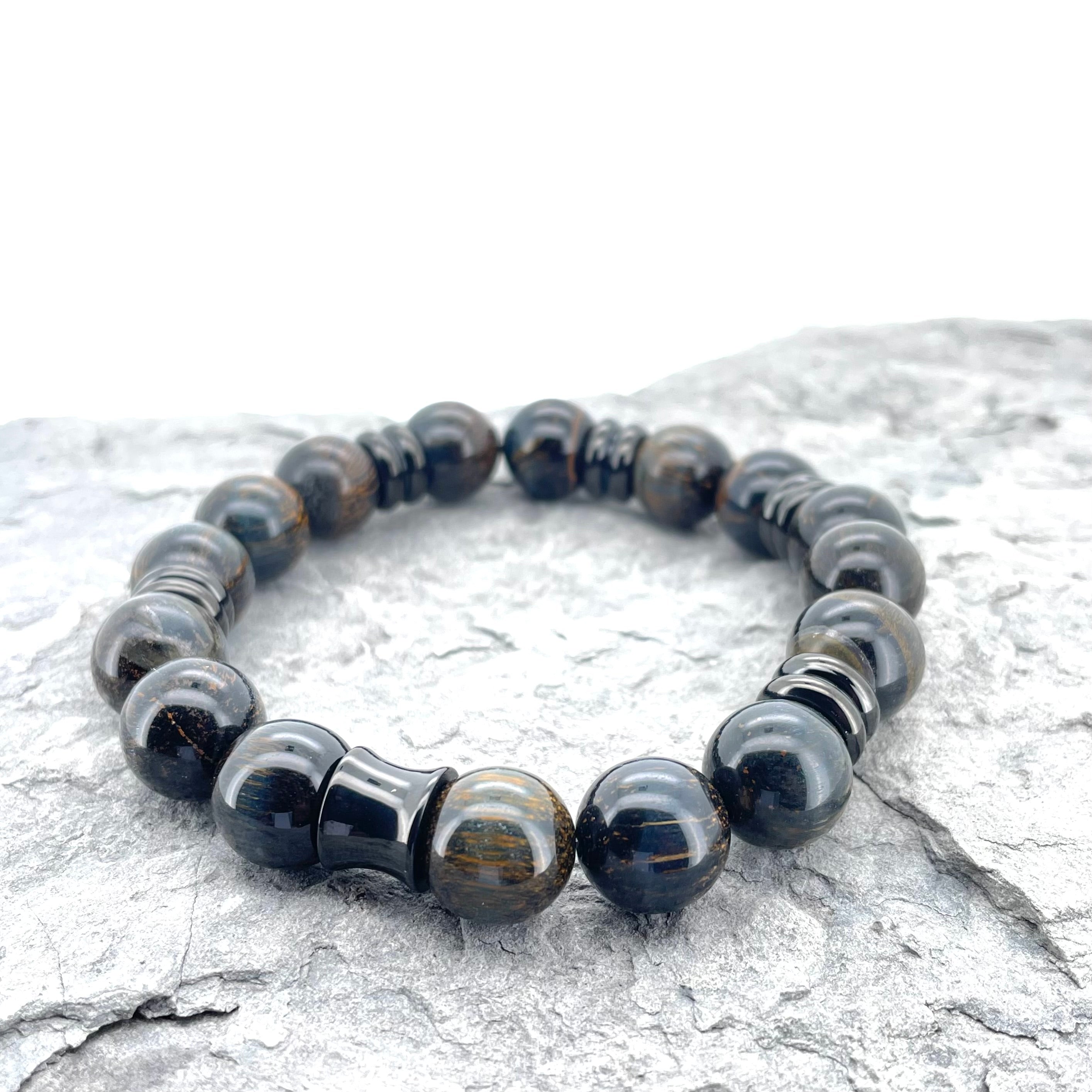 BLUE TIGERS EYE BEADED BRACELET- NERO COLLECTION - Headless Nation