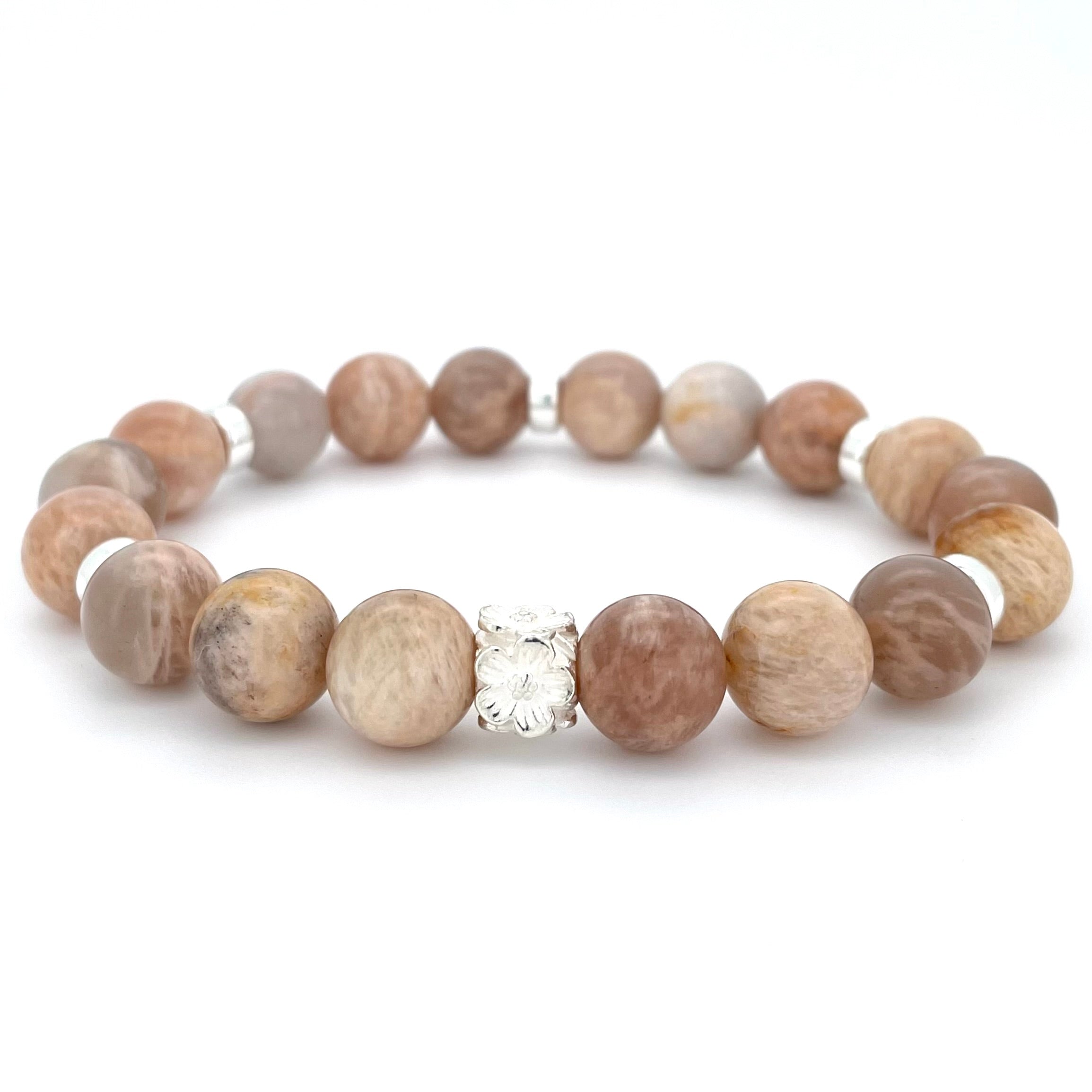 SUNSTONE & STERLING SILVER BEADED BRACELET- - Headless Nation