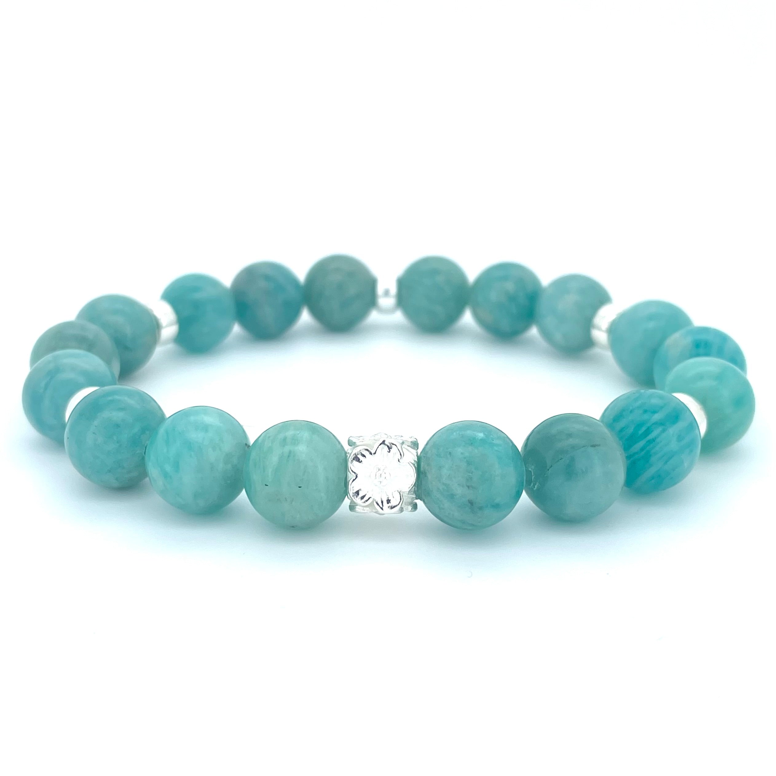 A GRADE AMAZONITE & STERLING SILVER BEADED BRACELET- - Headless Nation