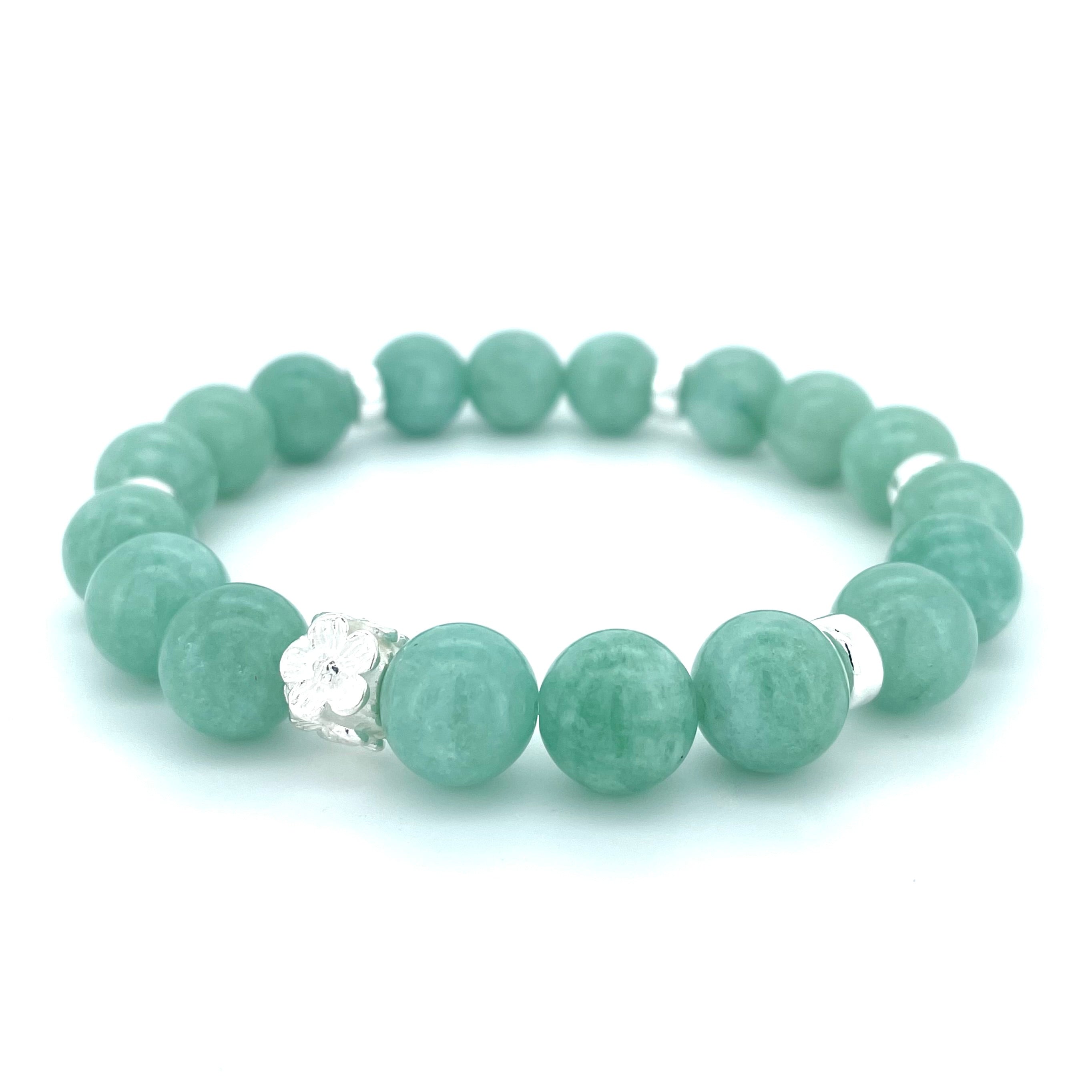 JADE & STERLING SILVER BEADED BRACELET- - Headless Nation