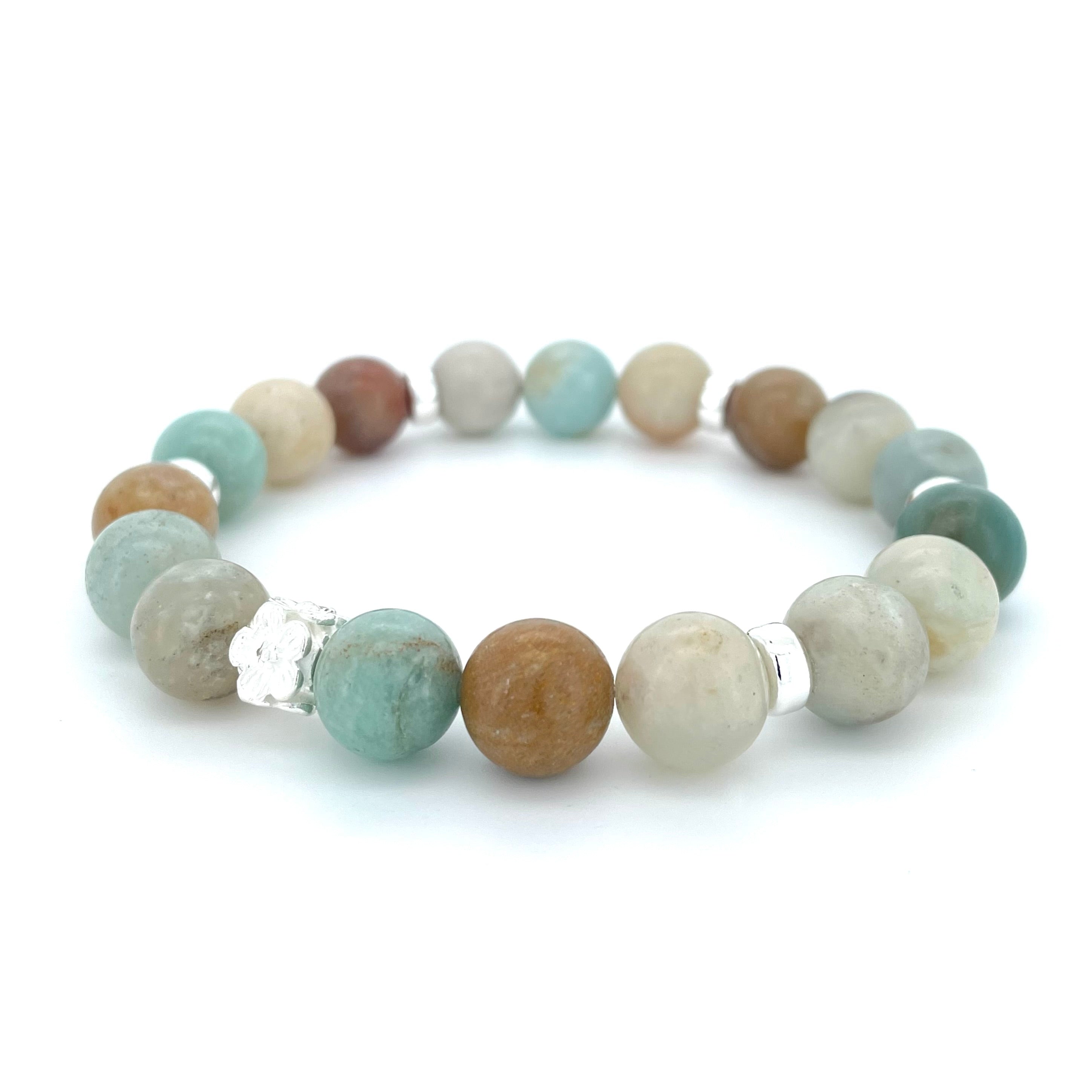 AMAZONITE & STERLING SILVER BEADED BRACELET- - Headless Nation