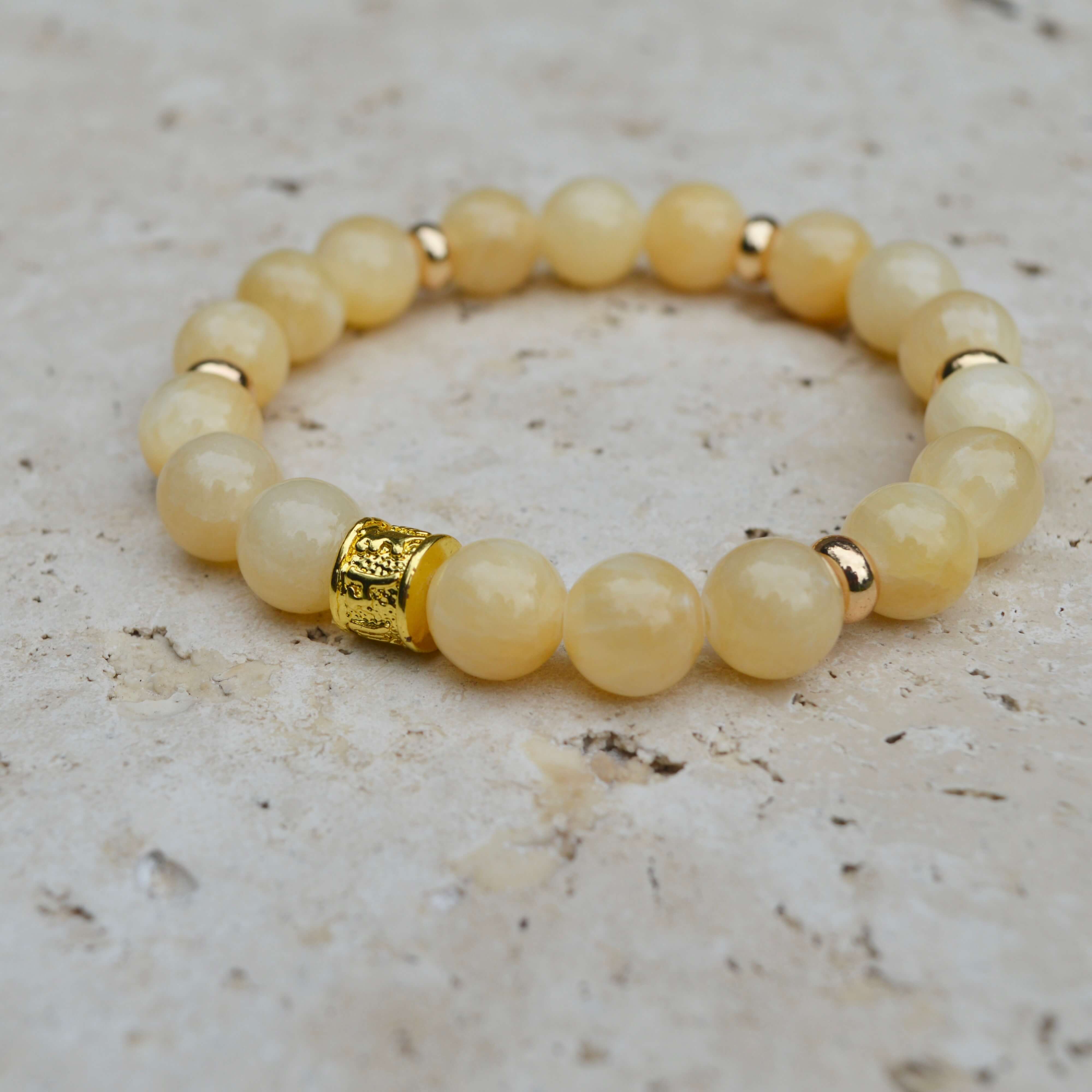 YELLOW JADE & GOLD BEADED BRACELET - HALCYON COLLECTION - Headless Nation