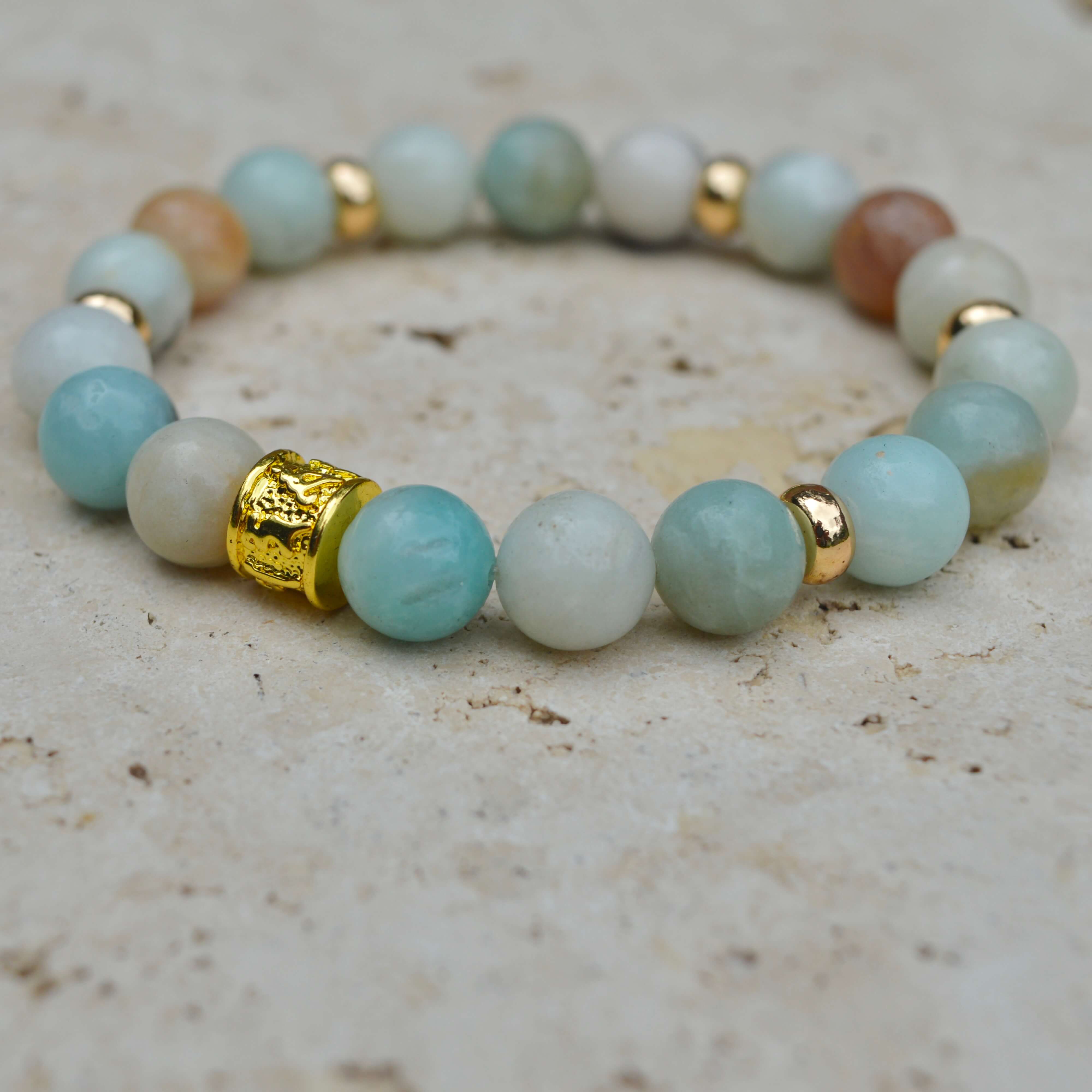 AMAZONITE & GOLD BEADED BRACELET - HALCYON COLLECTION - Headless Nation