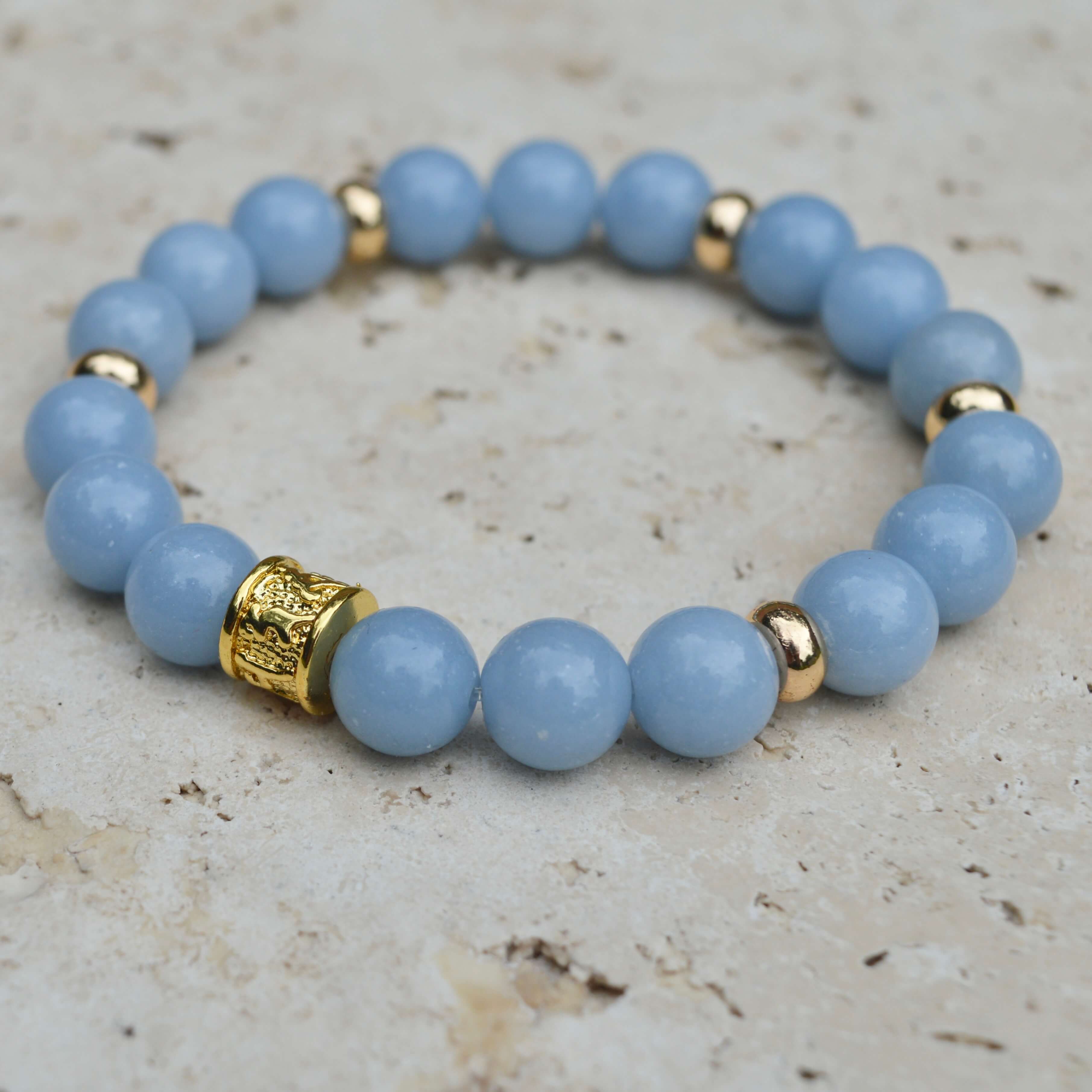 ANGELITE & GOLD BEADED BRACELET - HALCYON COLLECTION - Headless Nation