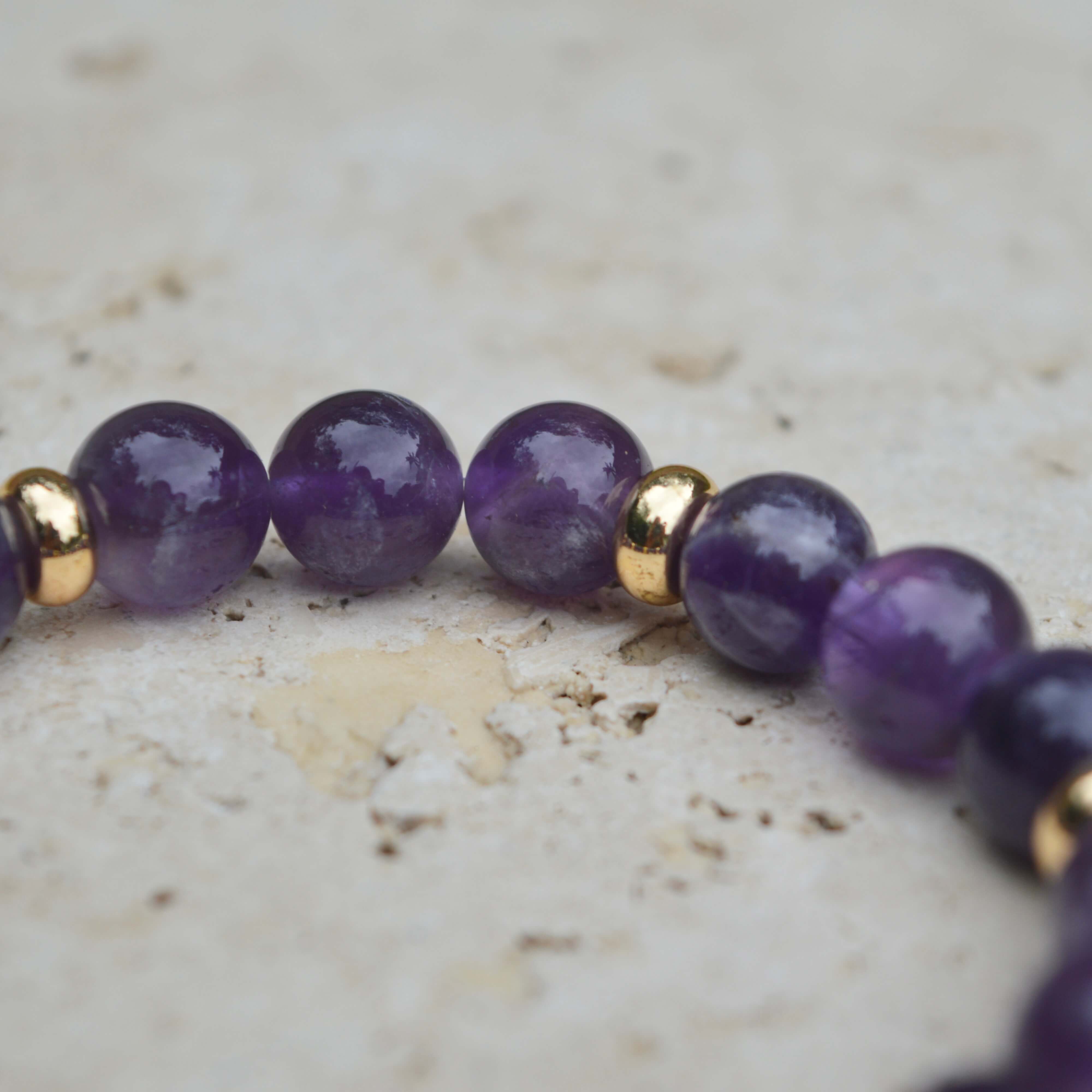AMETHYST & GOLD BEADED BRACELET - HALCYON COLLECTION - Headless Nation