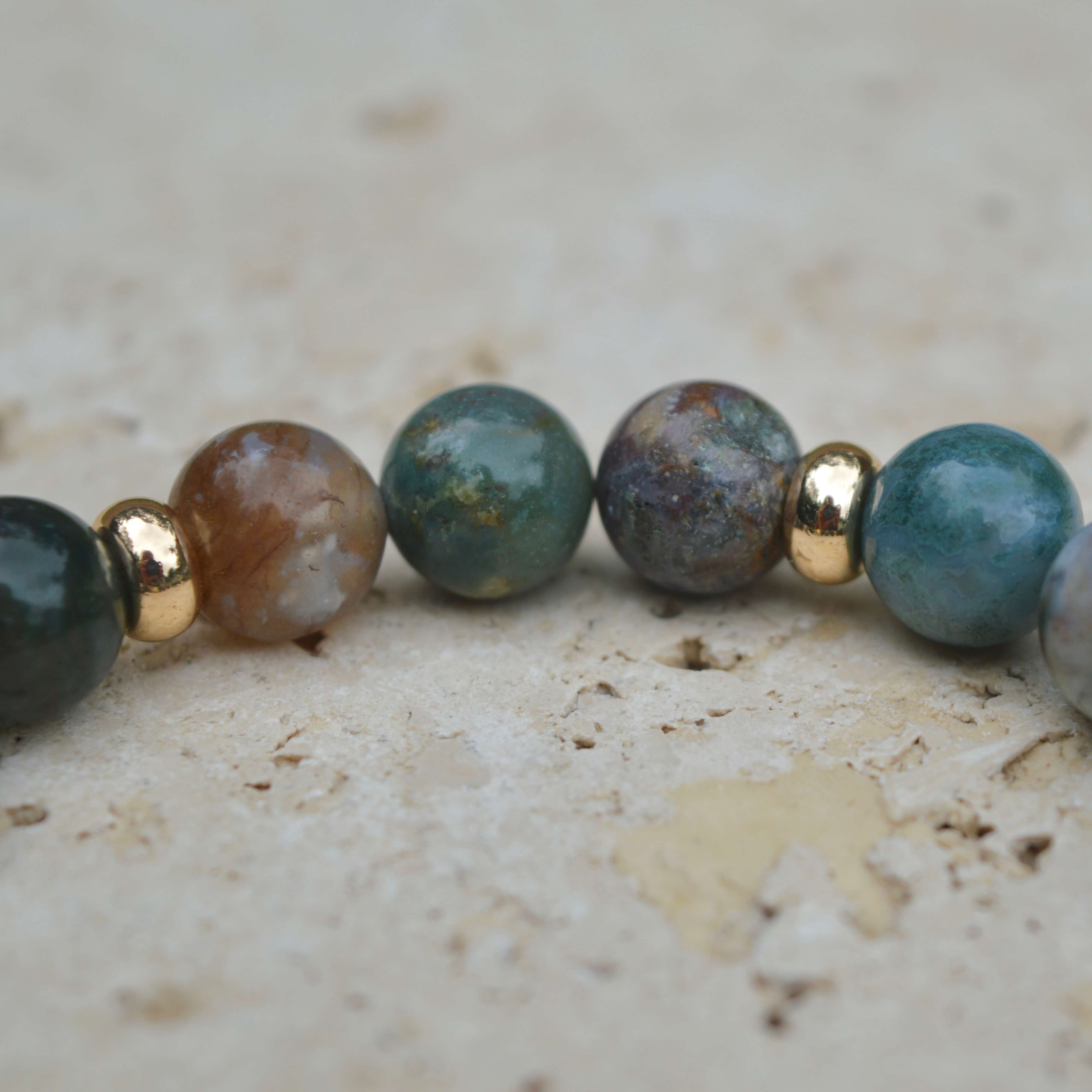 INDIAN AGATE & GOLD BEADED BRACELET - HALCYON COLLECTION - Headless Nation