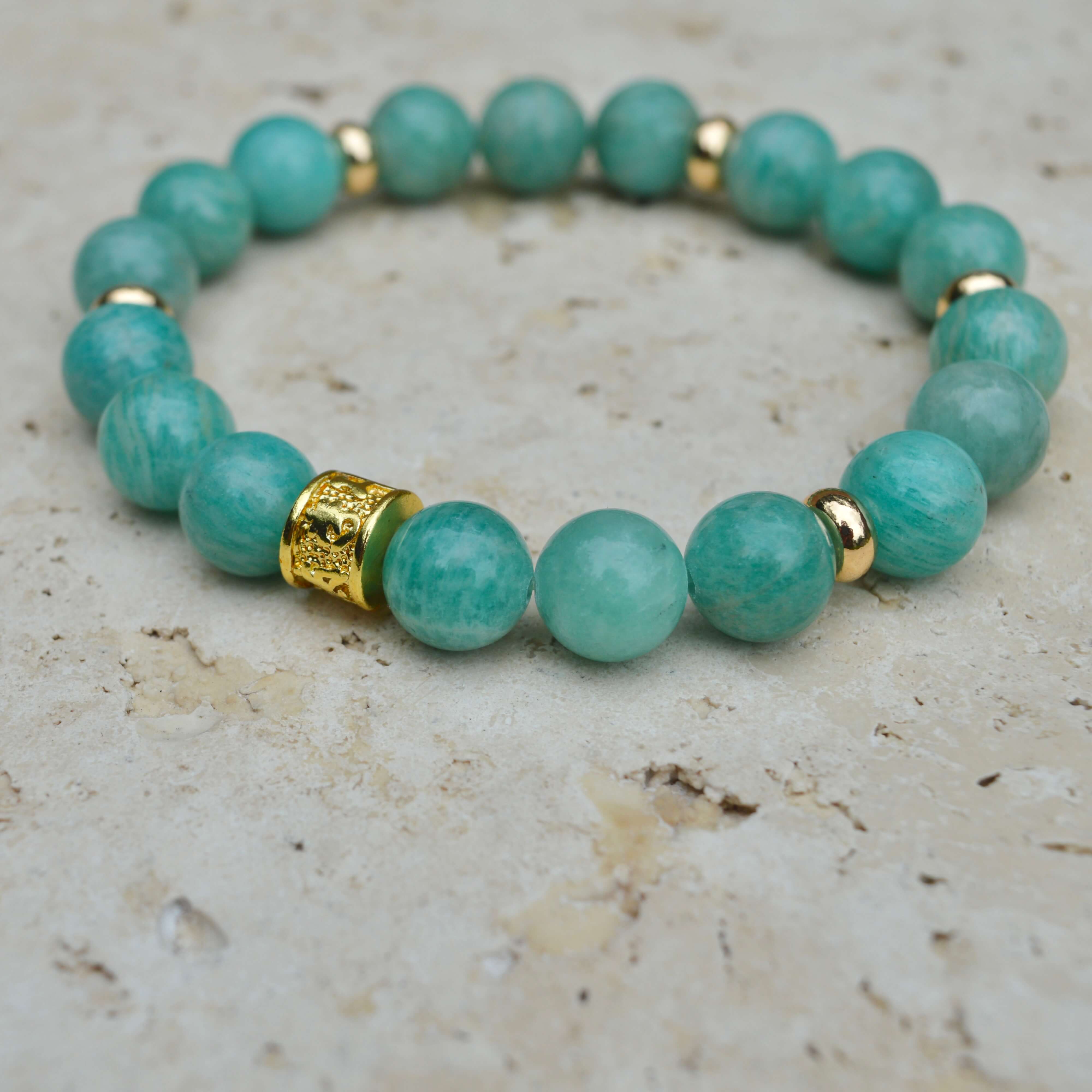 A GRADE AMAZONITE & GOLD BEADED BRACELET - HALCYON COLLECTION - Headless Nation