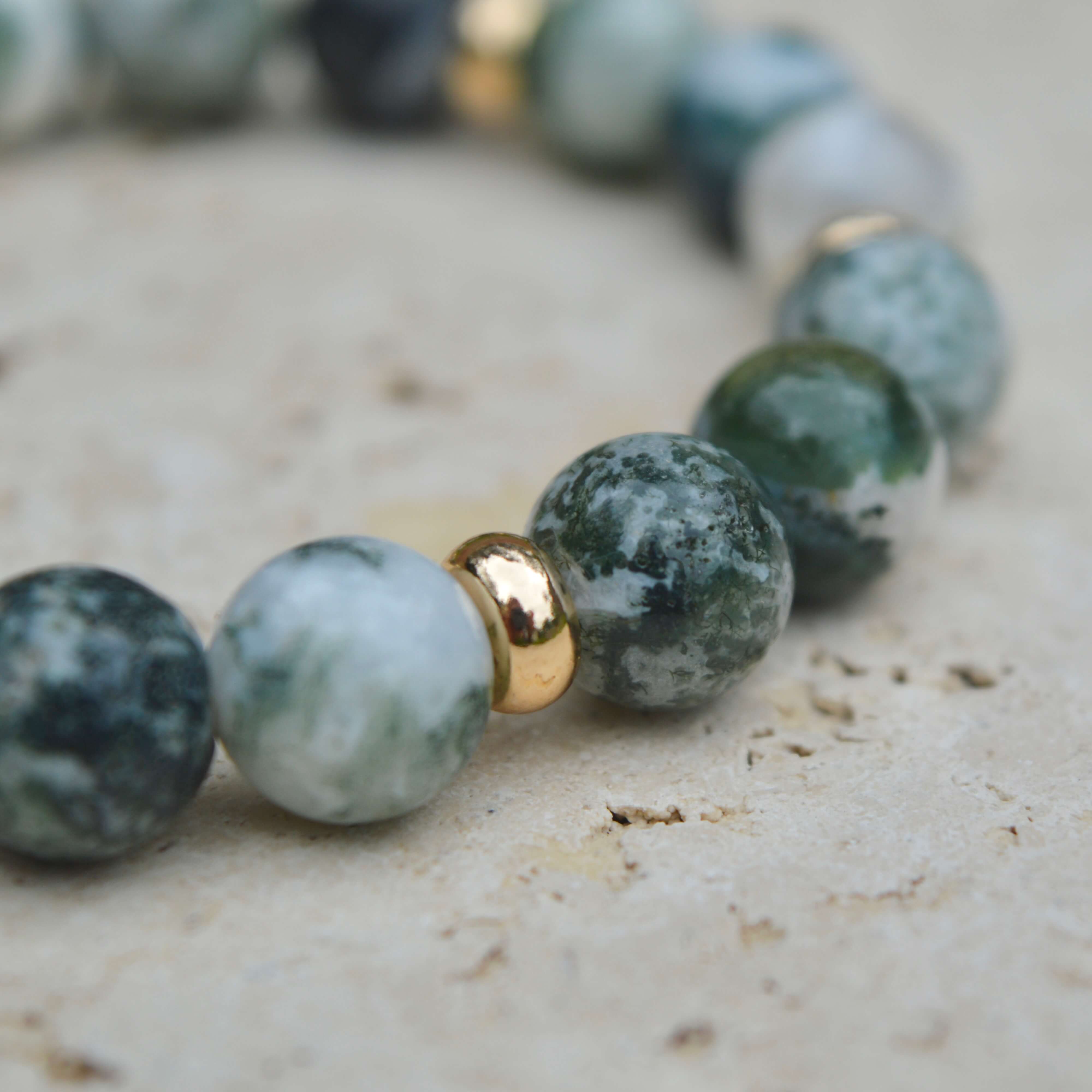 TREE AGATE & GOLD BEADED BRACELET - HALCYON COLLECTION - Headless Nation