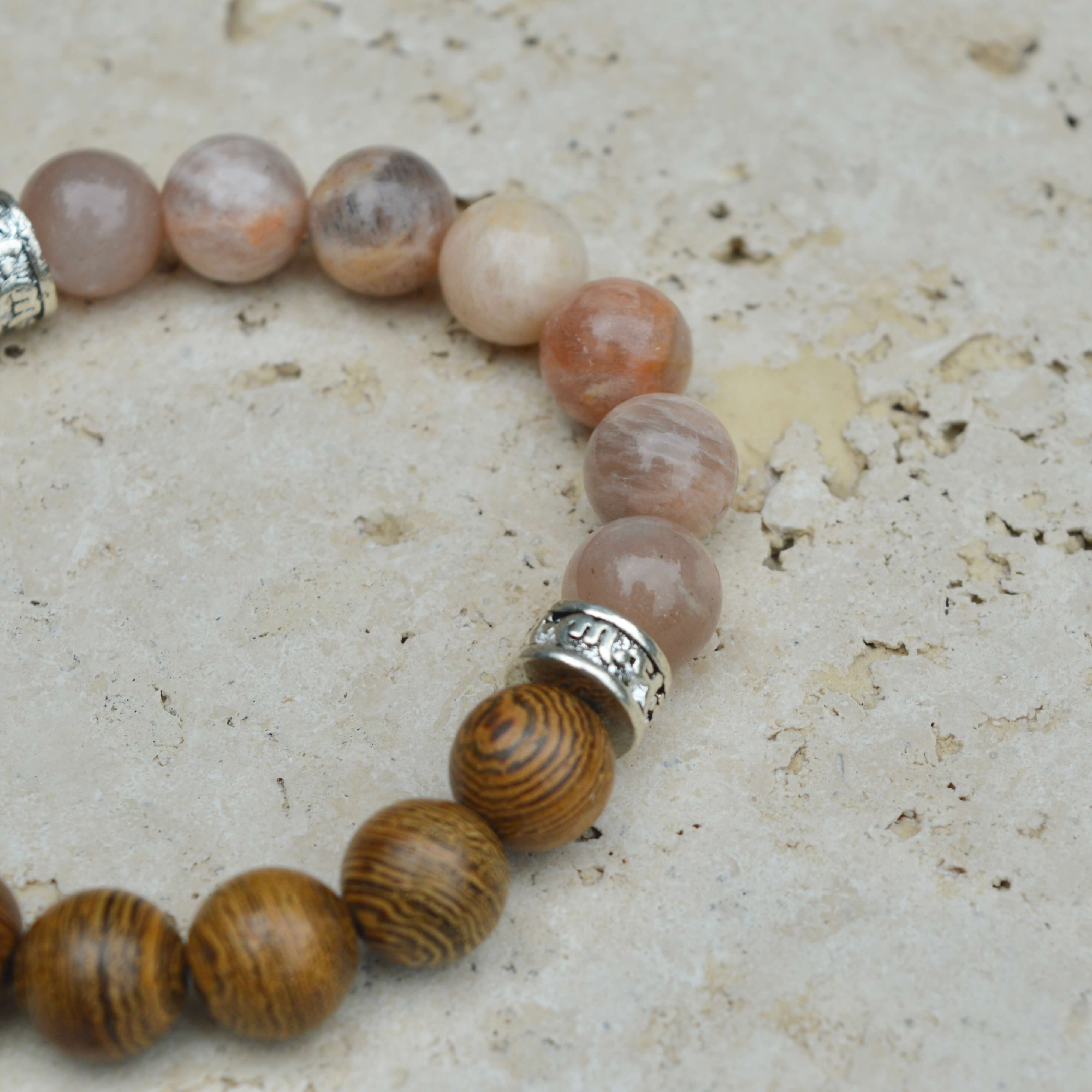 SUN STONE & WOOD BEADED BRACELET - Headless Nation