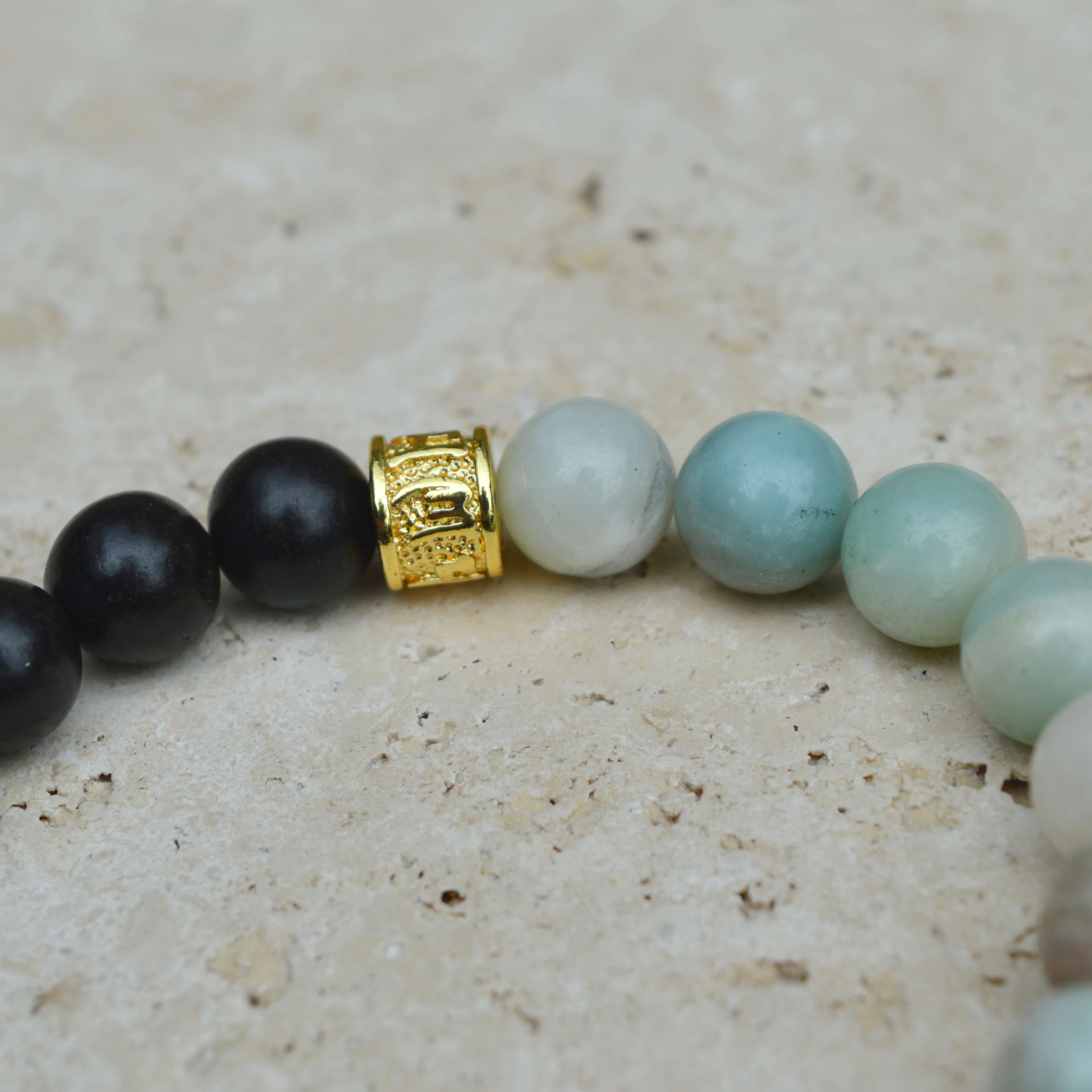 AMAZONITE & EBONY WOODEN BEADED BRACELET - Headless Nation