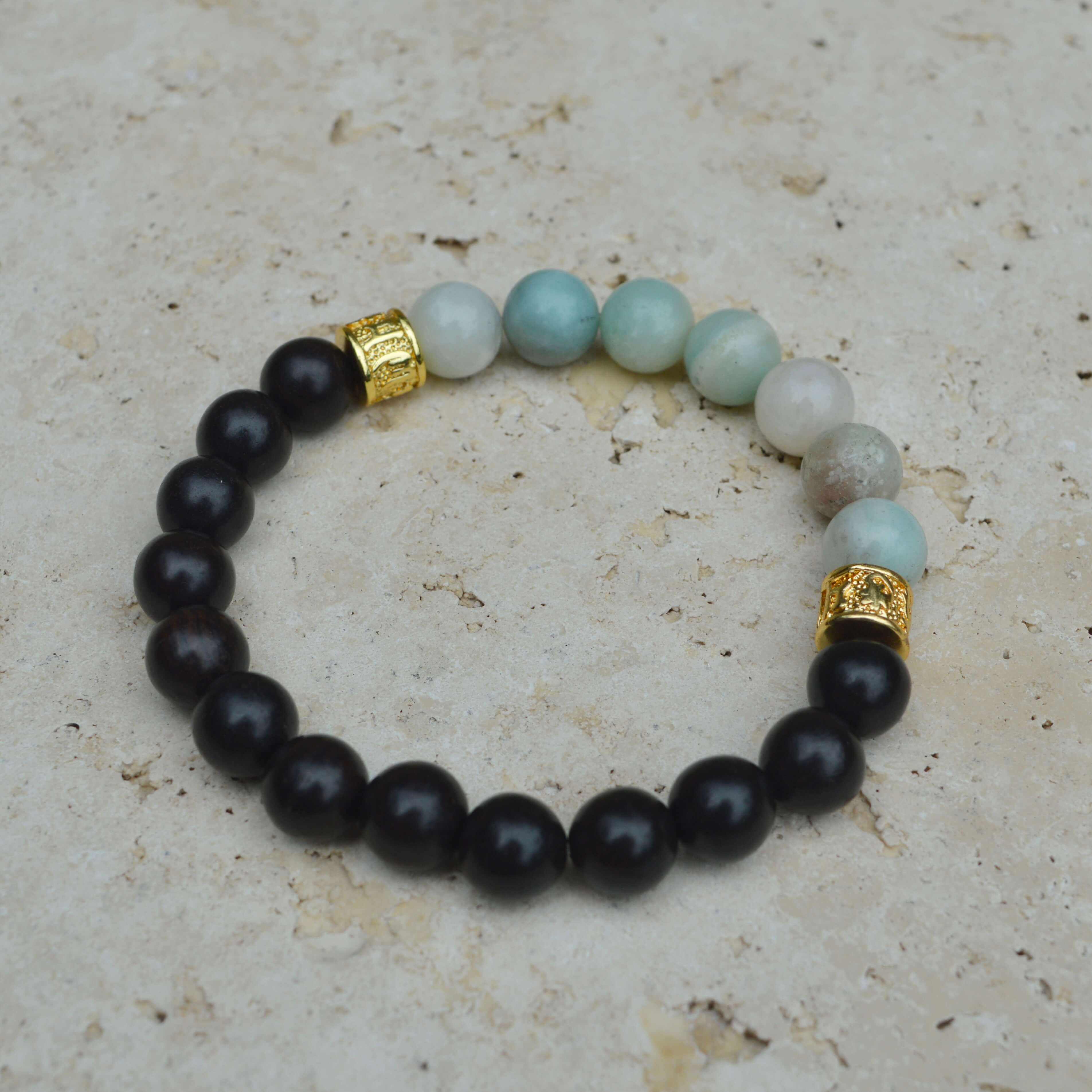 AMAZONITE & EBONY WOODEN BEADED BRACELET - Headless Nation