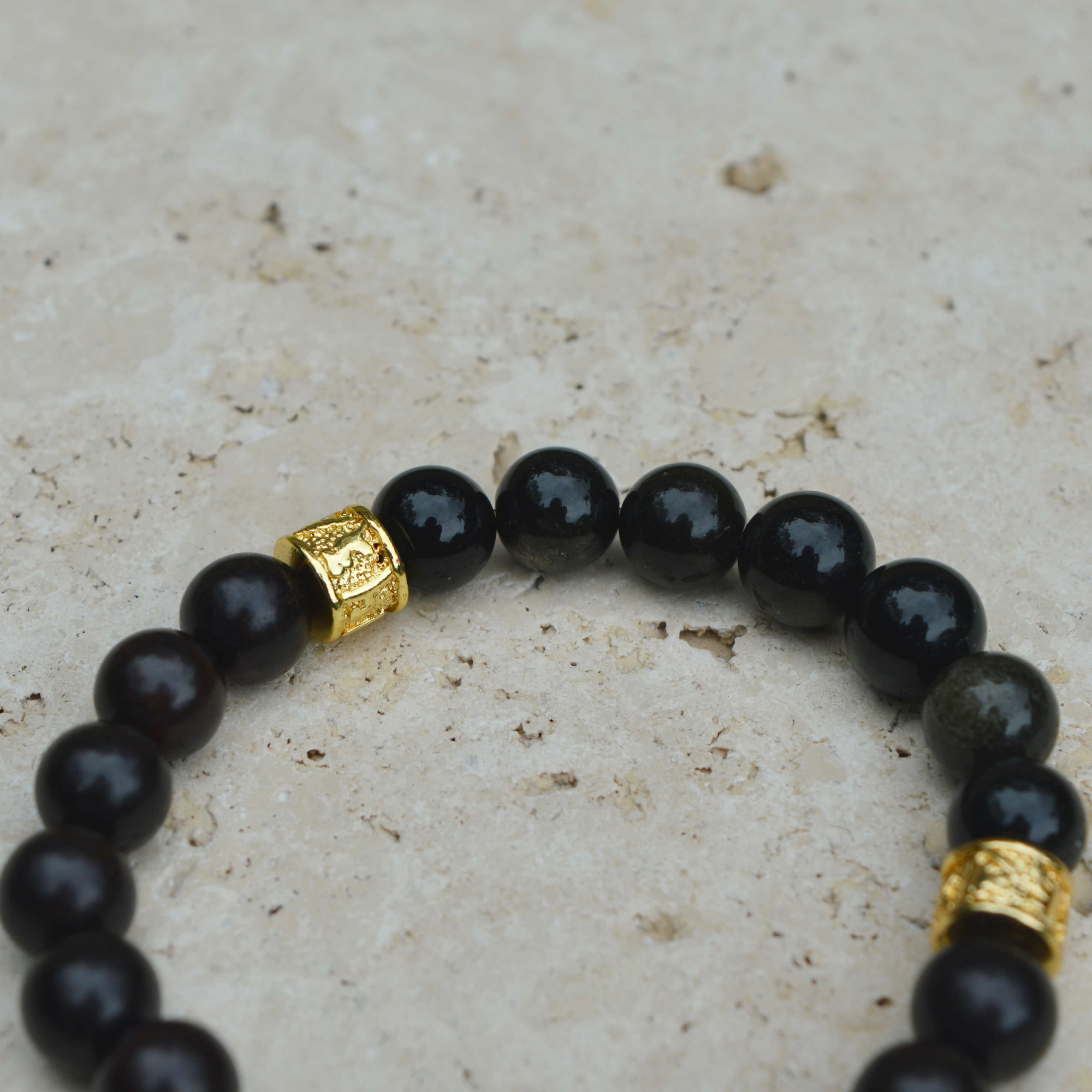 OBSIDIAN & EBONY WOODEN BEADED BRACELET - Headless Nation