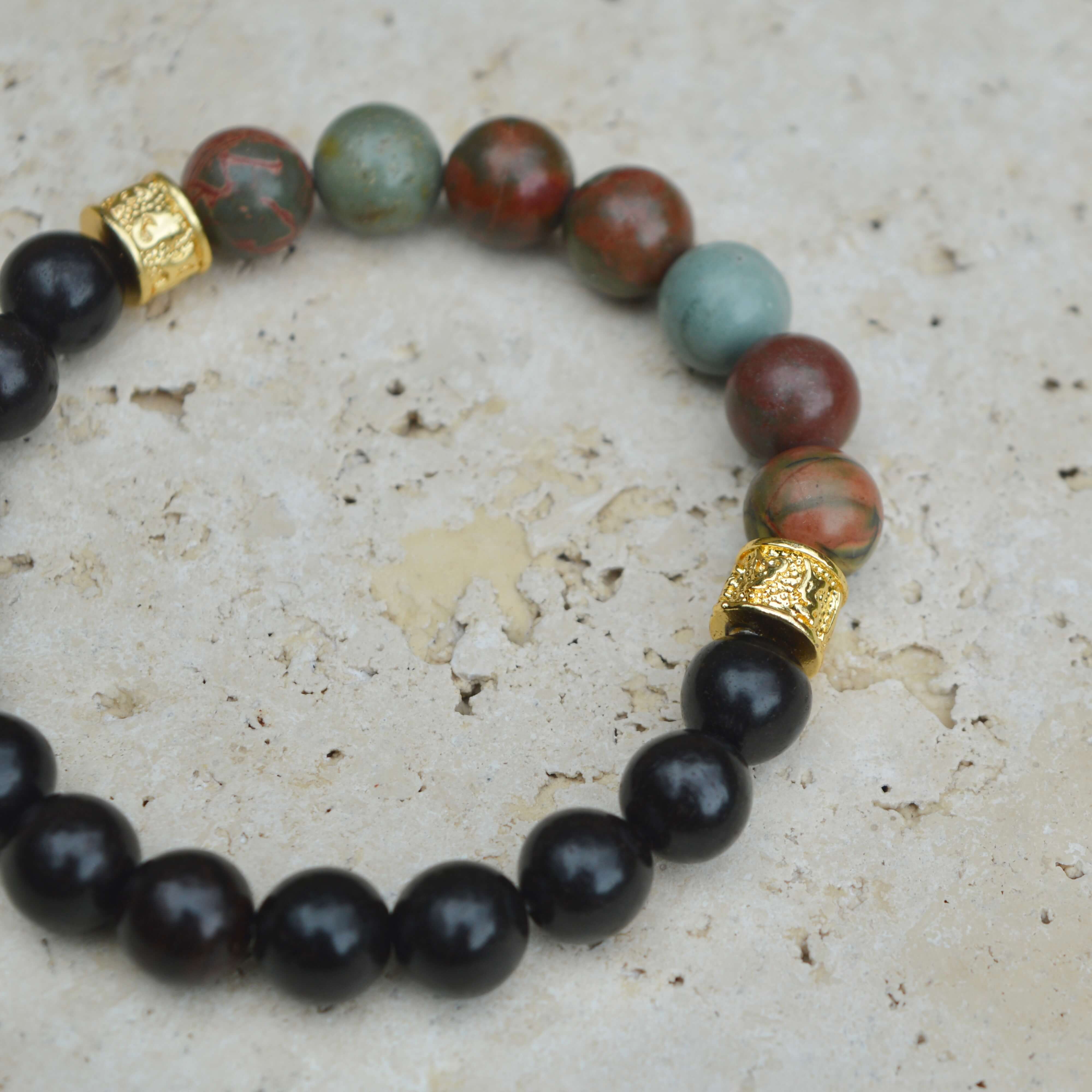 PICASSO JASPER & EBONY WOODEN BEADED BRACELET - Headless Nation