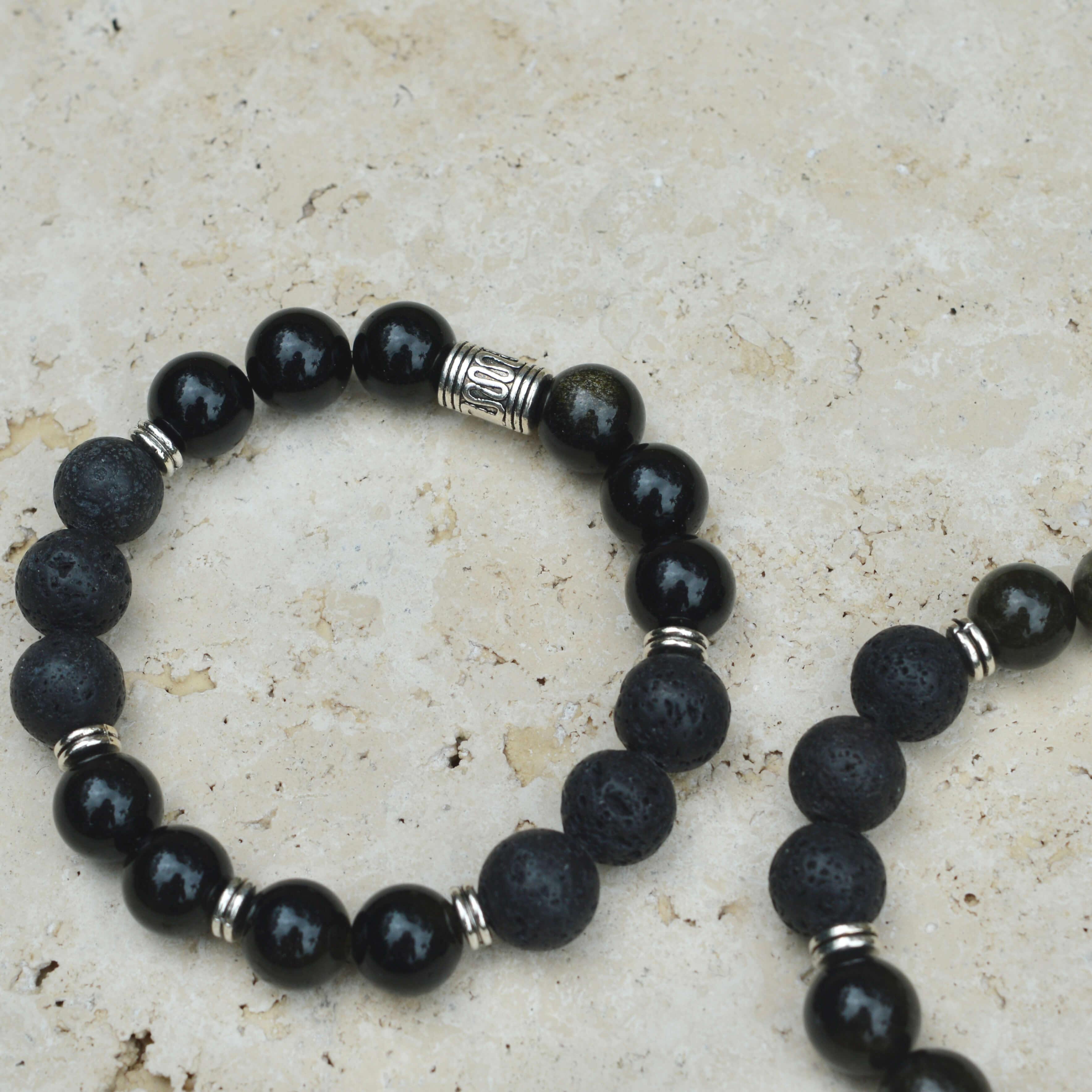 OBSIDIAN & LAVA STONE BEADED BRACELET - EXODUS COLLECTION - Headless Nation