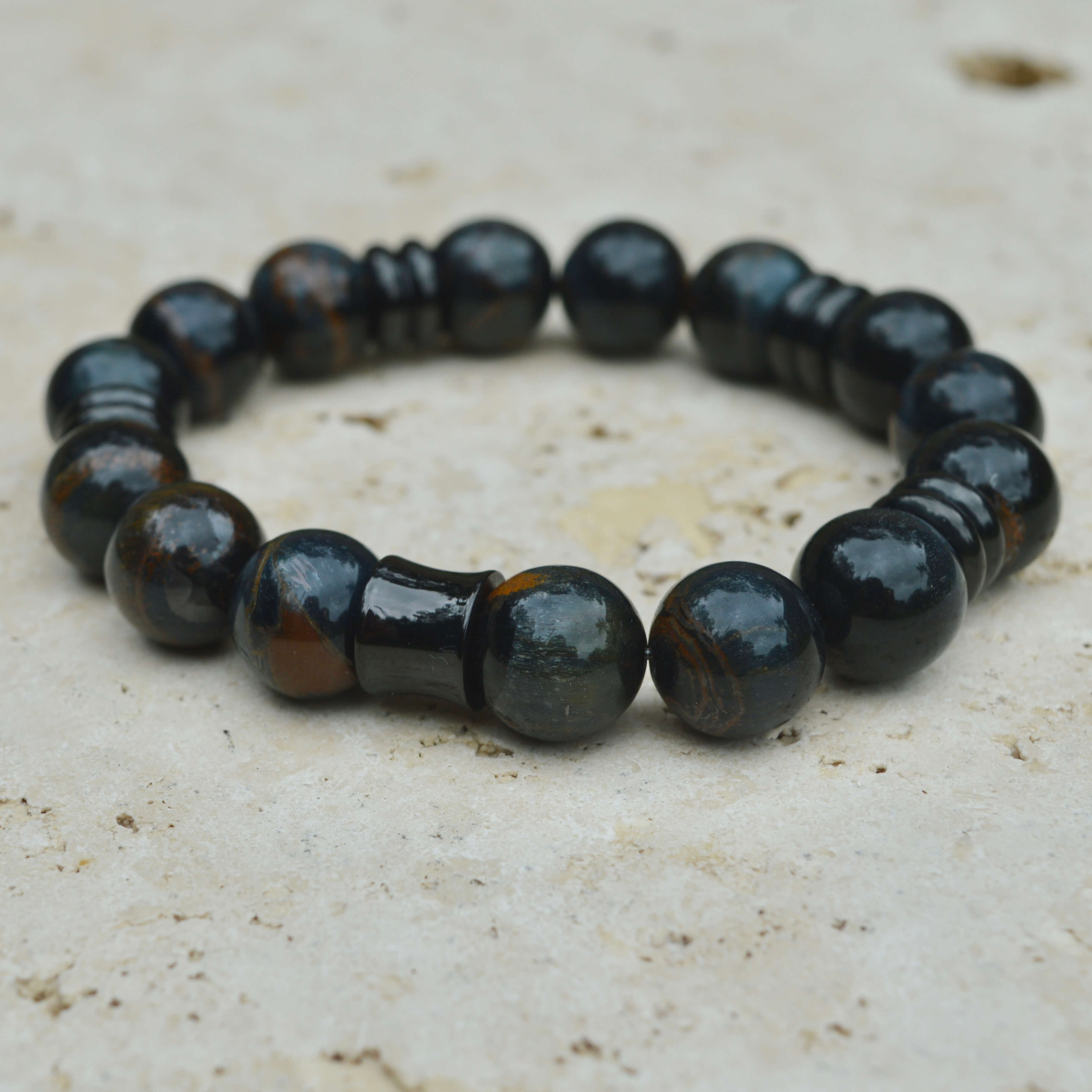 BLUE TIGERS EYE BEADED BRACELET- NERO COLLECTION - Headless Nation