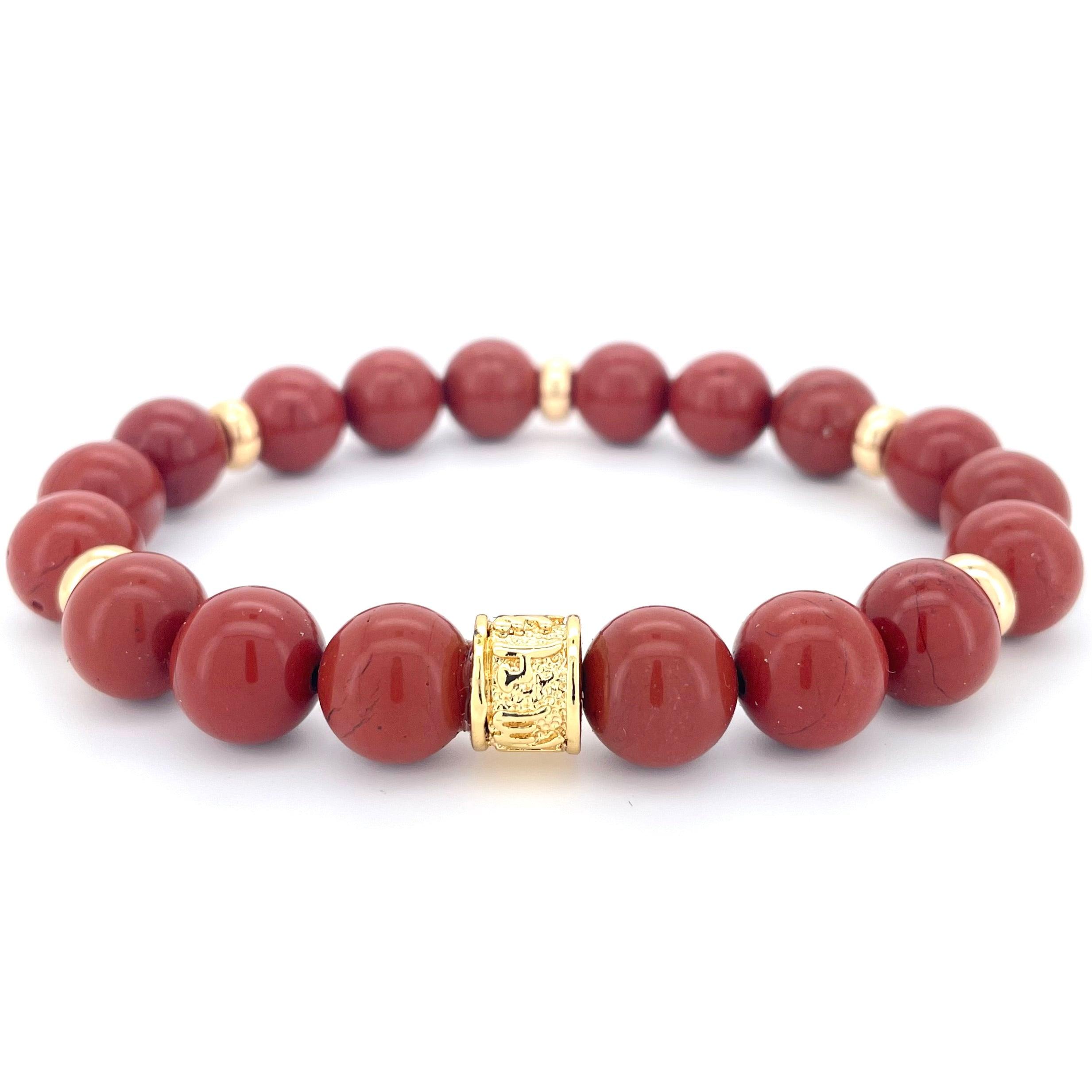 RED JASPER & GOLD BEADED BRACELET - HALCYON COLLECTION - Headless Nation