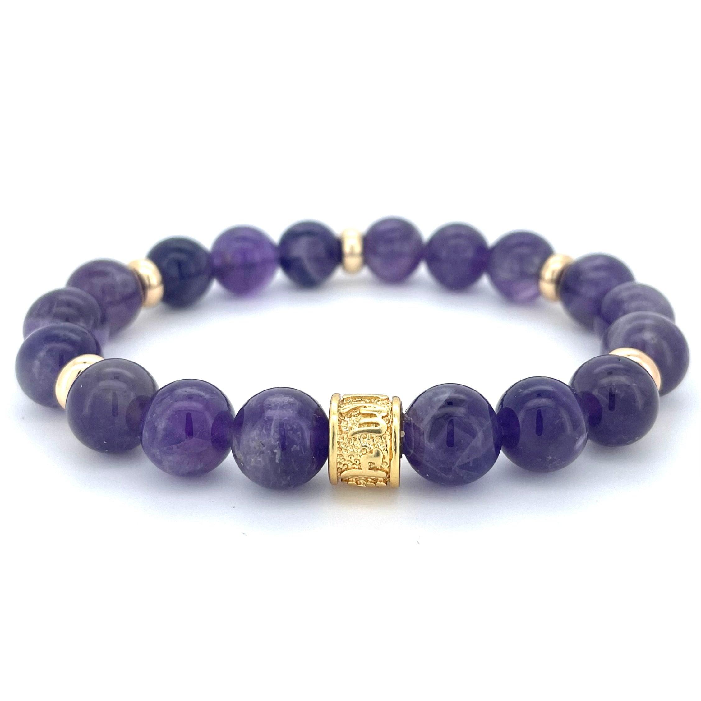 AMETHYST & GOLD BEADED BRACELET - HALCYON COLLECTION - Headless Nation
