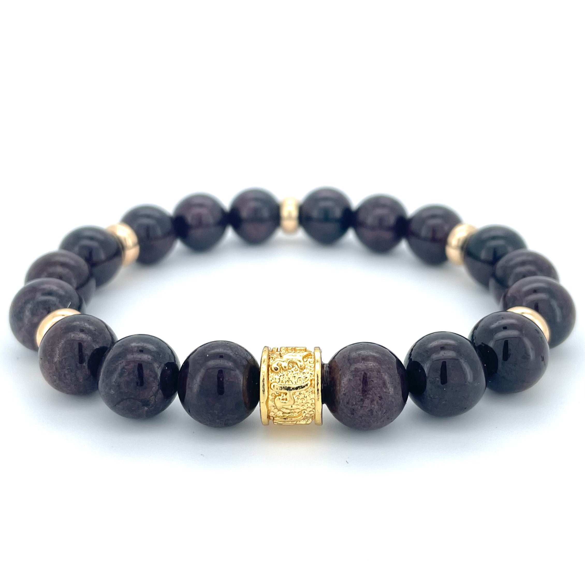 GARNET & GOLD BEADED BRACELET - HALCYON COLLECTION - Headless Nation