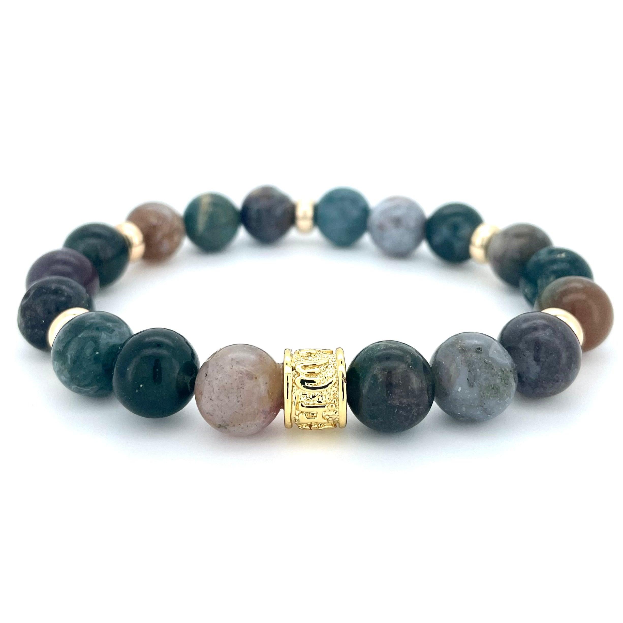 INDIAN AGATE & GOLD BEADED BRACELET - HALCYON COLLECTION - Headless Nation