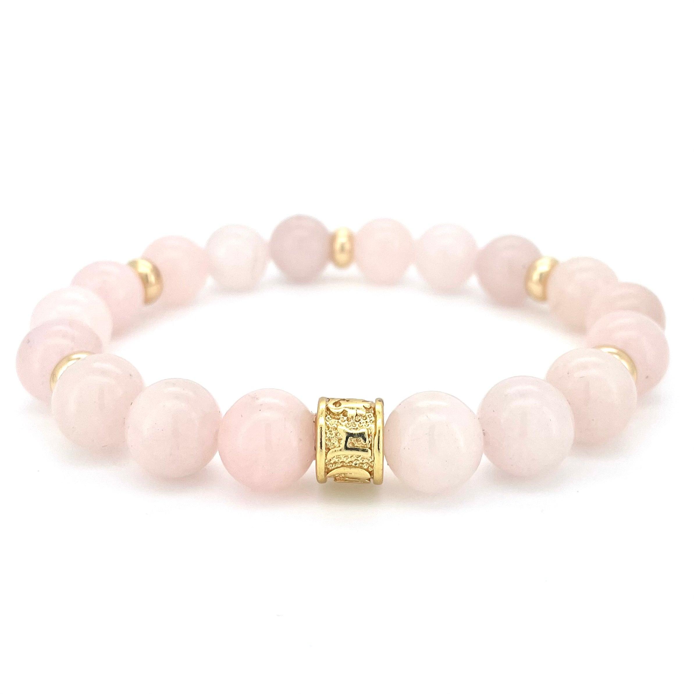 ROSE QUARTZ & GOLD BEADED BRACELET - HALCYON COLLECTION - Headless Nation