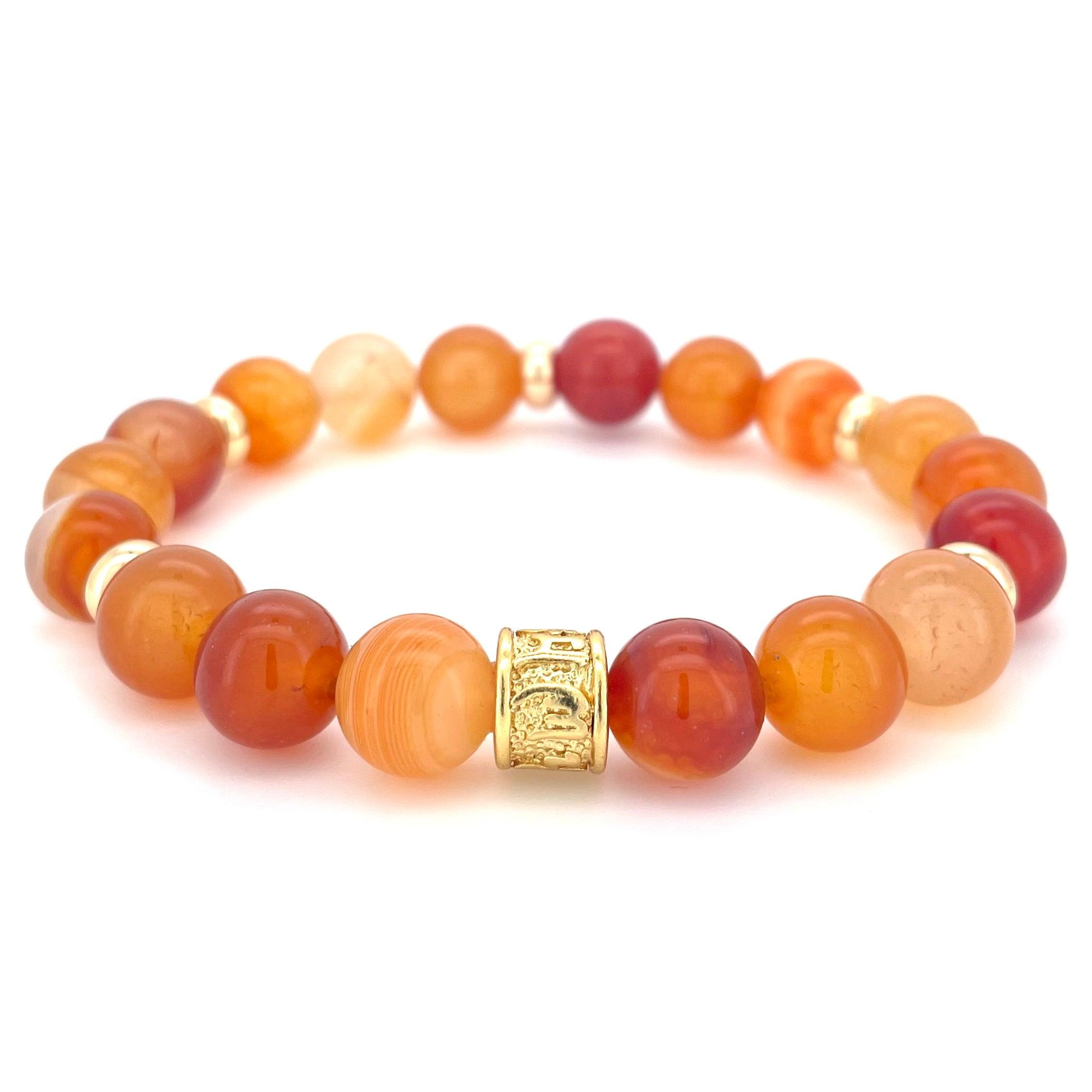 CARNELIAN & GOLD BEADED BRACELET - HALCYON COLLECTION - Headless Nation