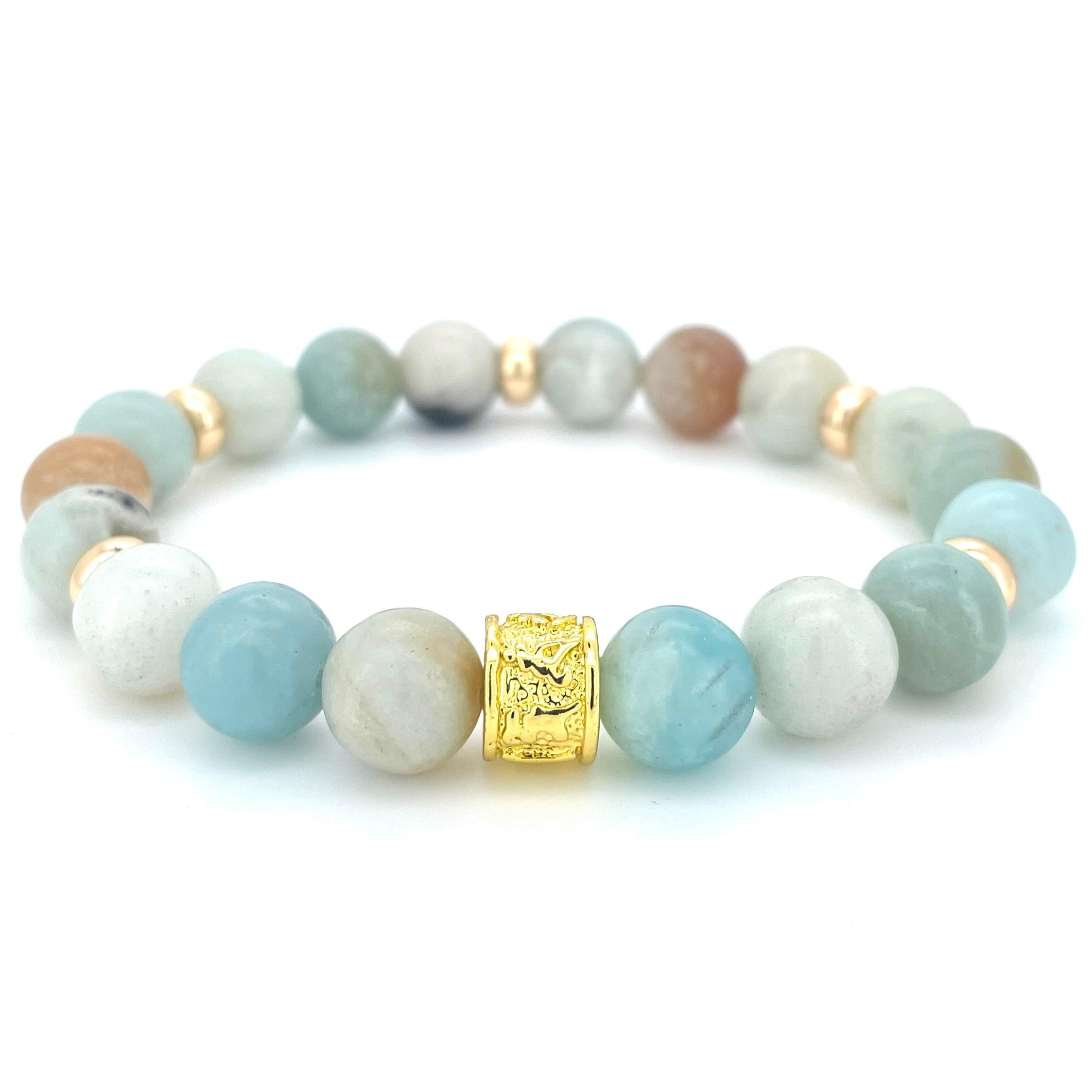 AMAZONITE & GOLD BEADED BRACELET - HALCYON COLLECTION - Headless Nation