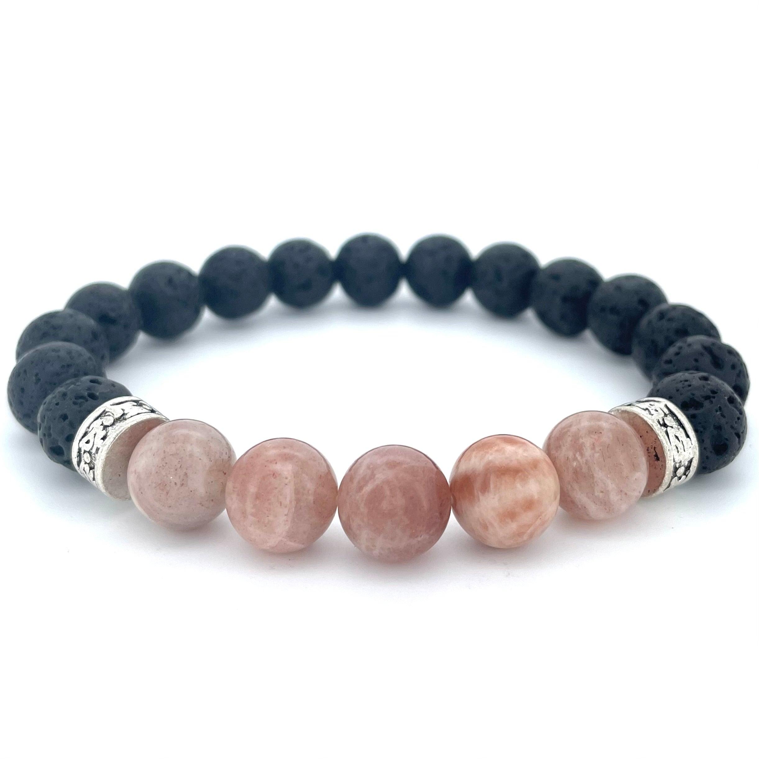 SUNSTONE & LAVA STONE BEADED BRACELET - PANCA COLLECTION - Headless Nation