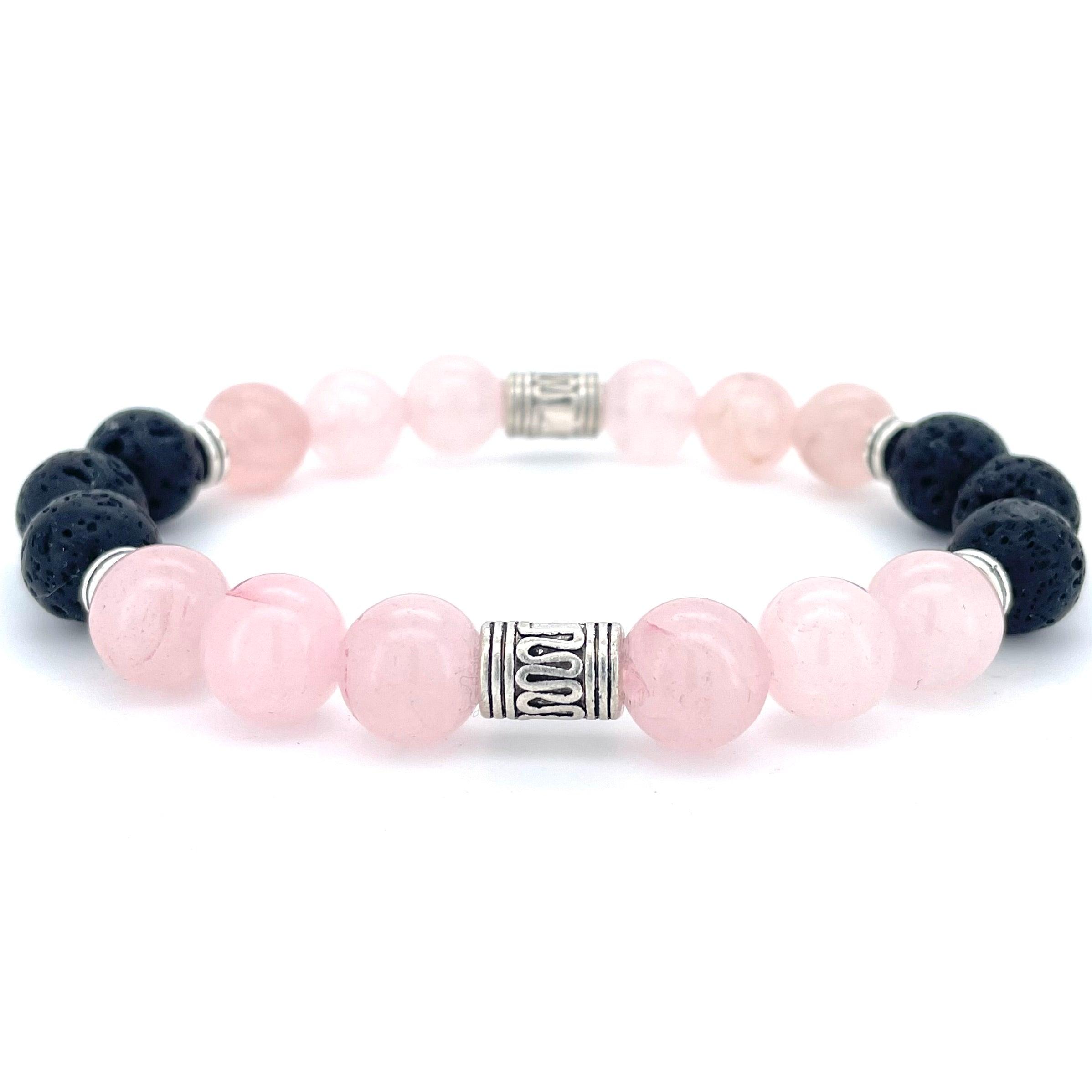 ROSE QUARTZ & LAVA STONE BEADED BRACELET - EXODUS COLLECTION - Headless Nation