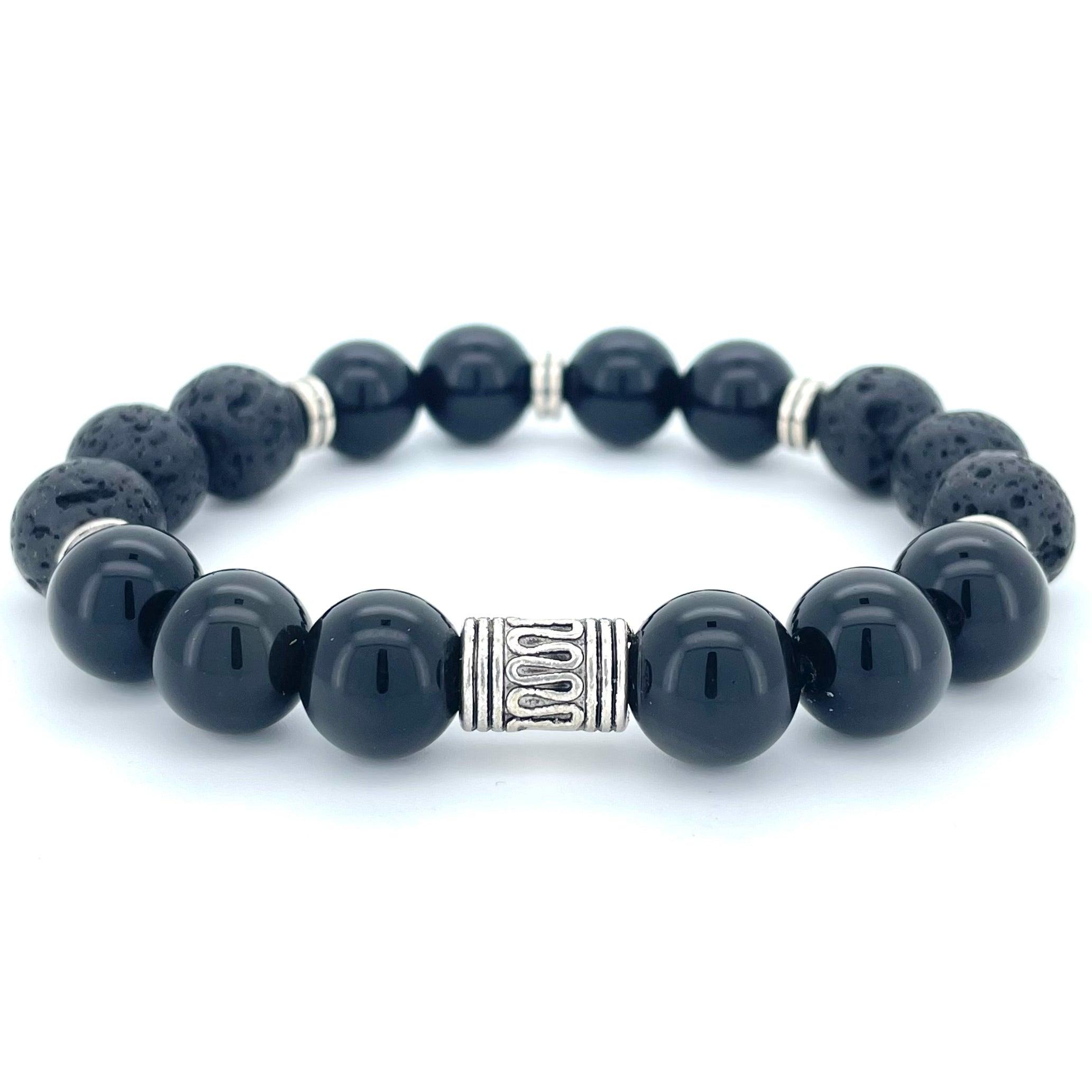 OBSIDIAN & LAVA STONE BEADED BRACELET - EXODUS COLLECTION - Headless Nation