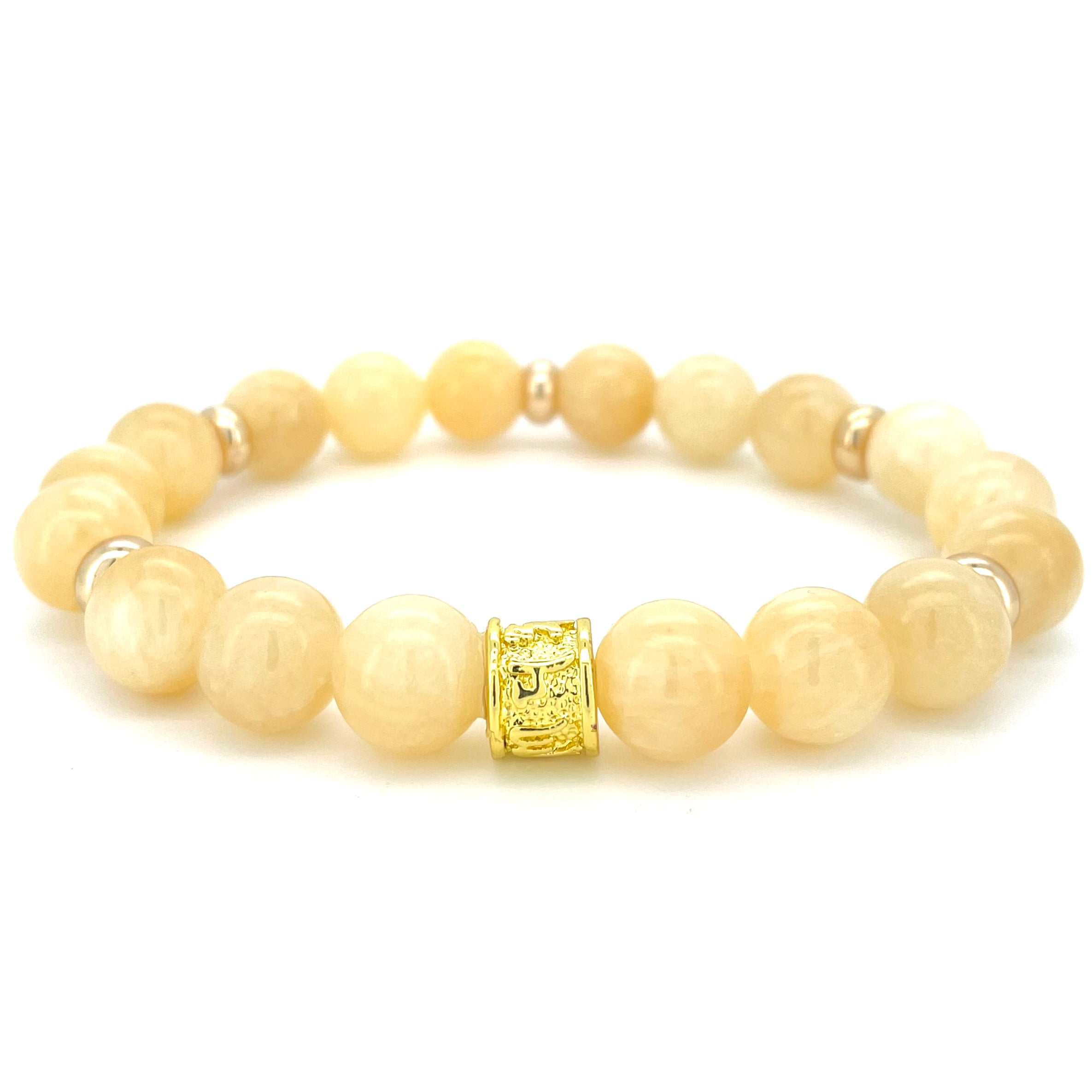 YELLOW JADE & GOLD BEADED BRACELET - HALCYON COLLECTION - Headless Nation