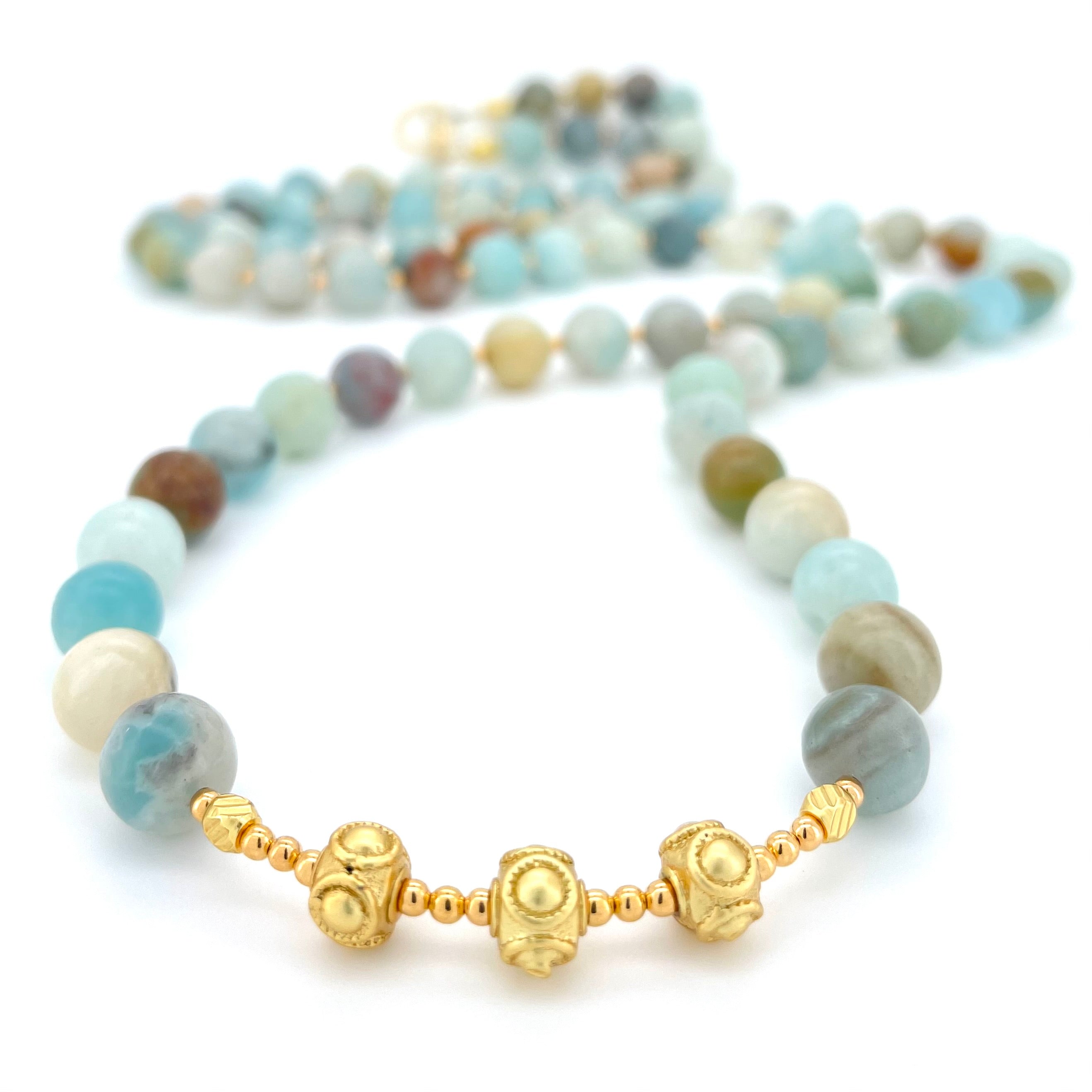 LONG Amazonite & Gold BEADED NECKLACE - Headless Nation