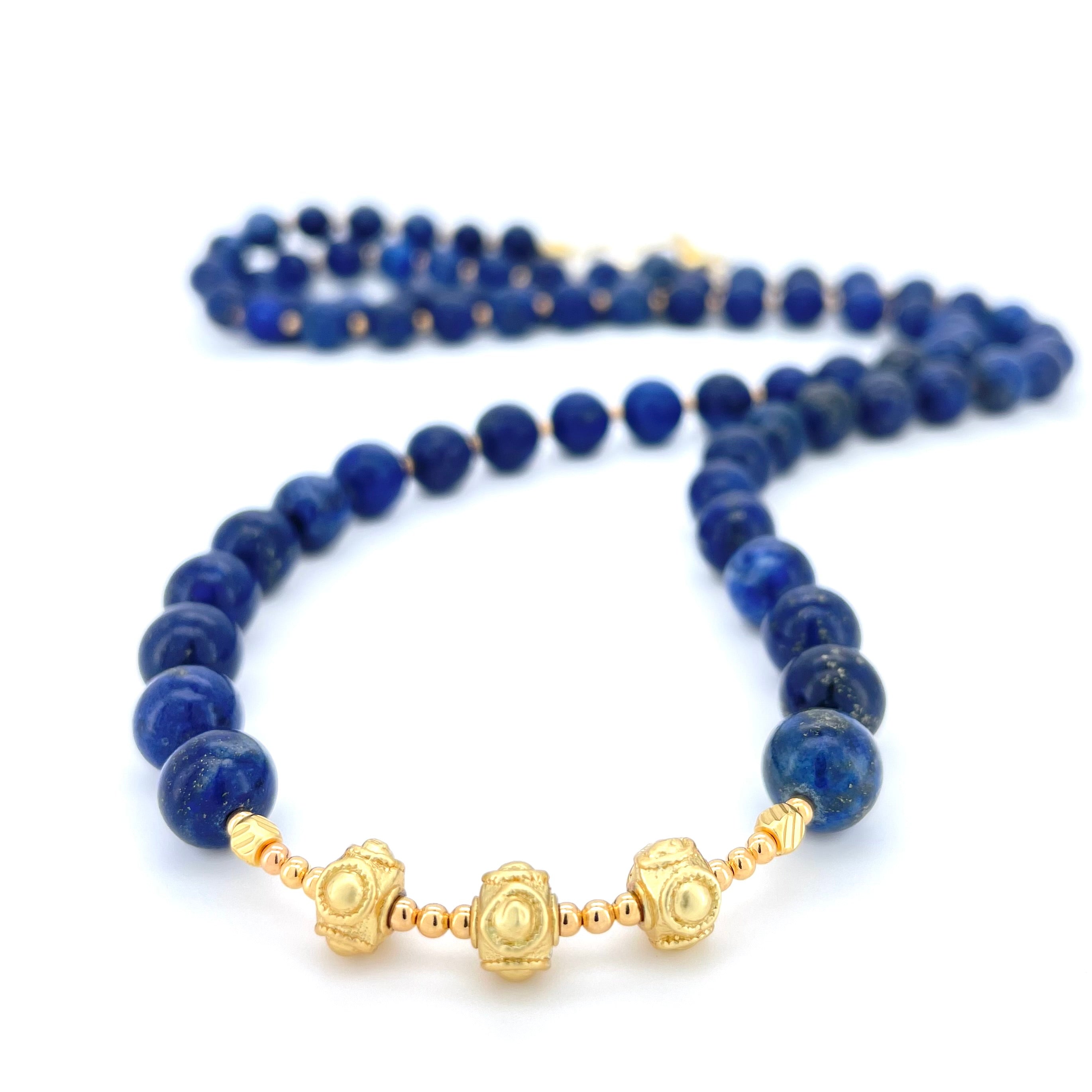 LONG Lapis Lazuli & Gold BEADED NECKLACE - Headless Nation