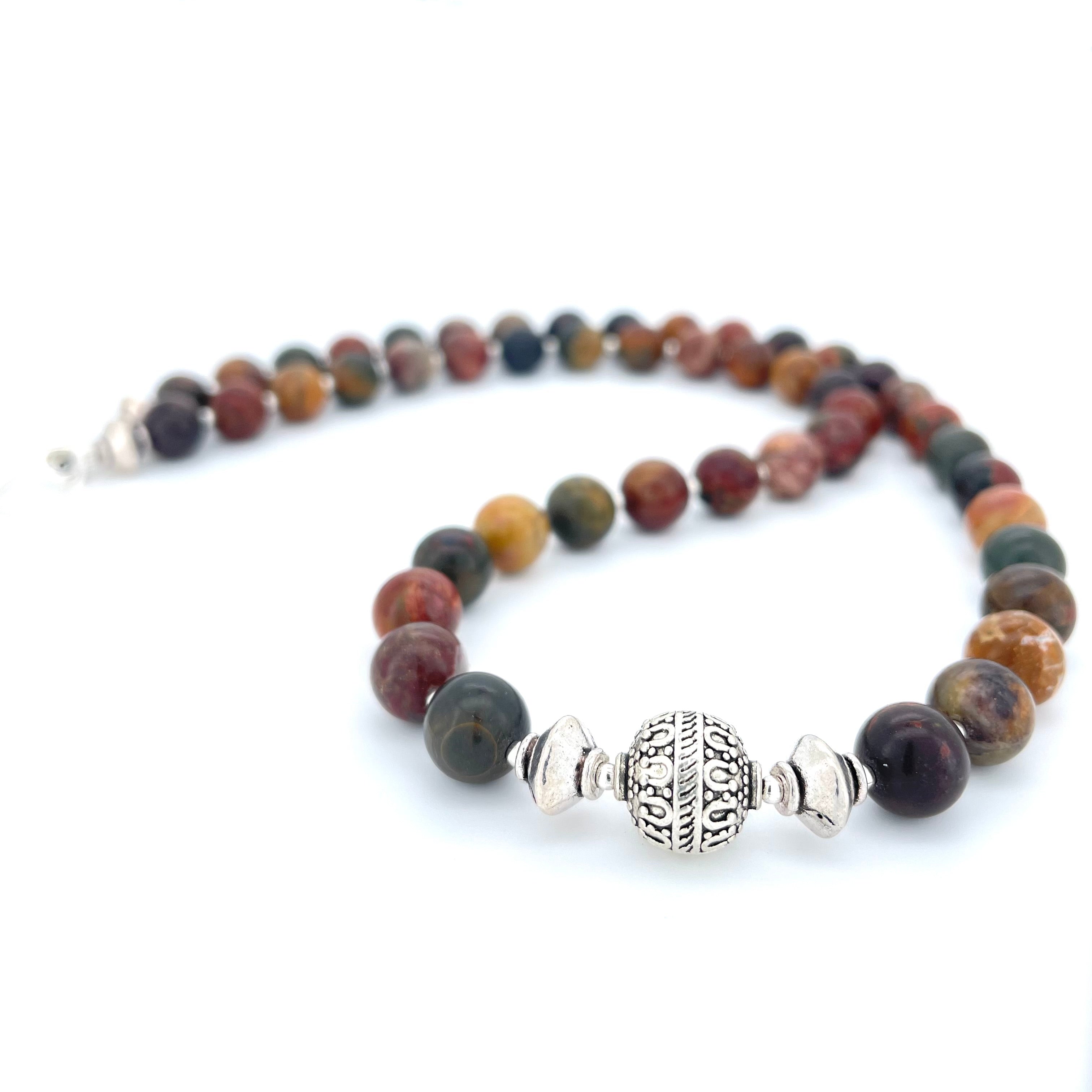 SHORT Picasso Jasper & Silver BEADED NECKLACE - Headless Nation