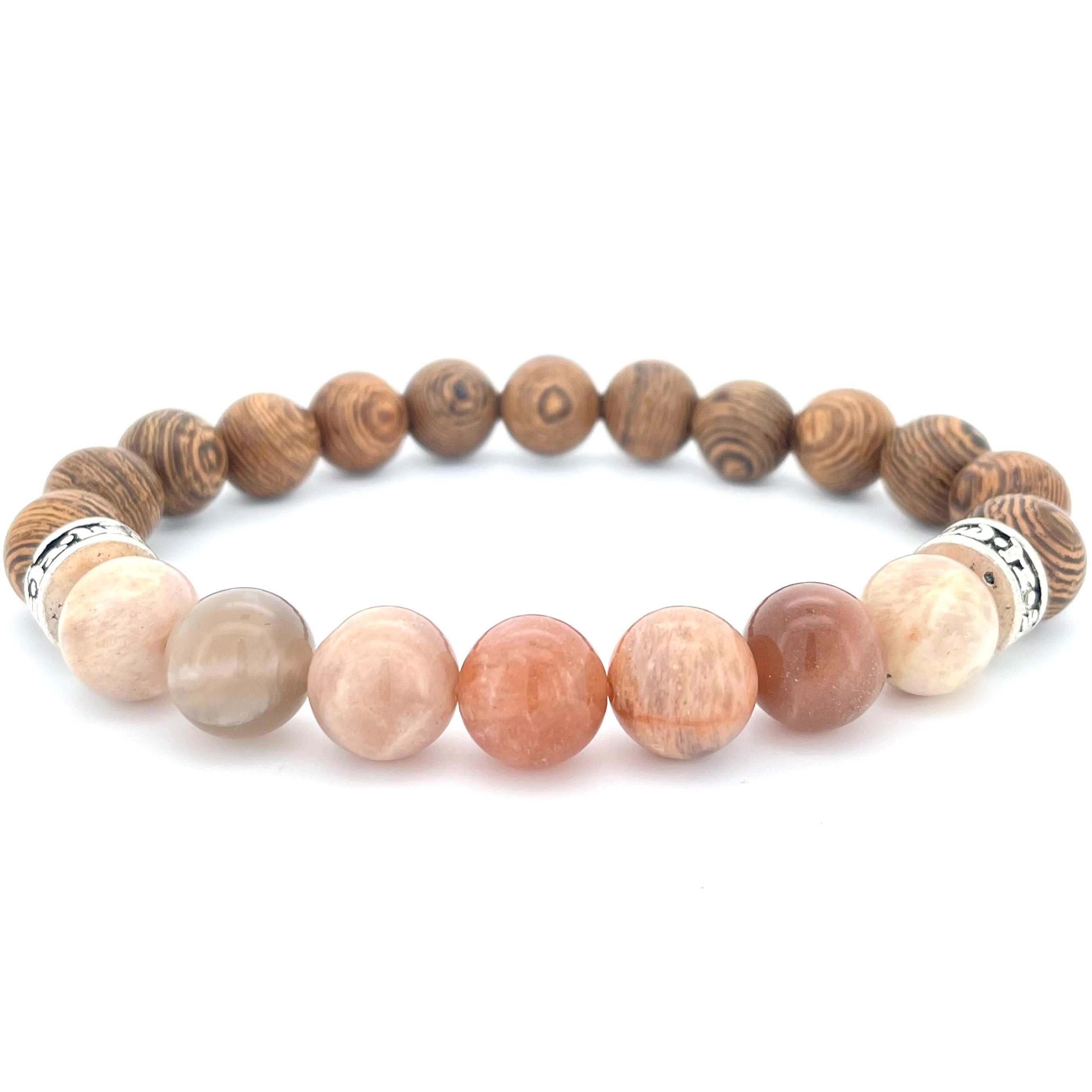 SUN STONE & WOOD BEADED BRACELET - Headless Nation