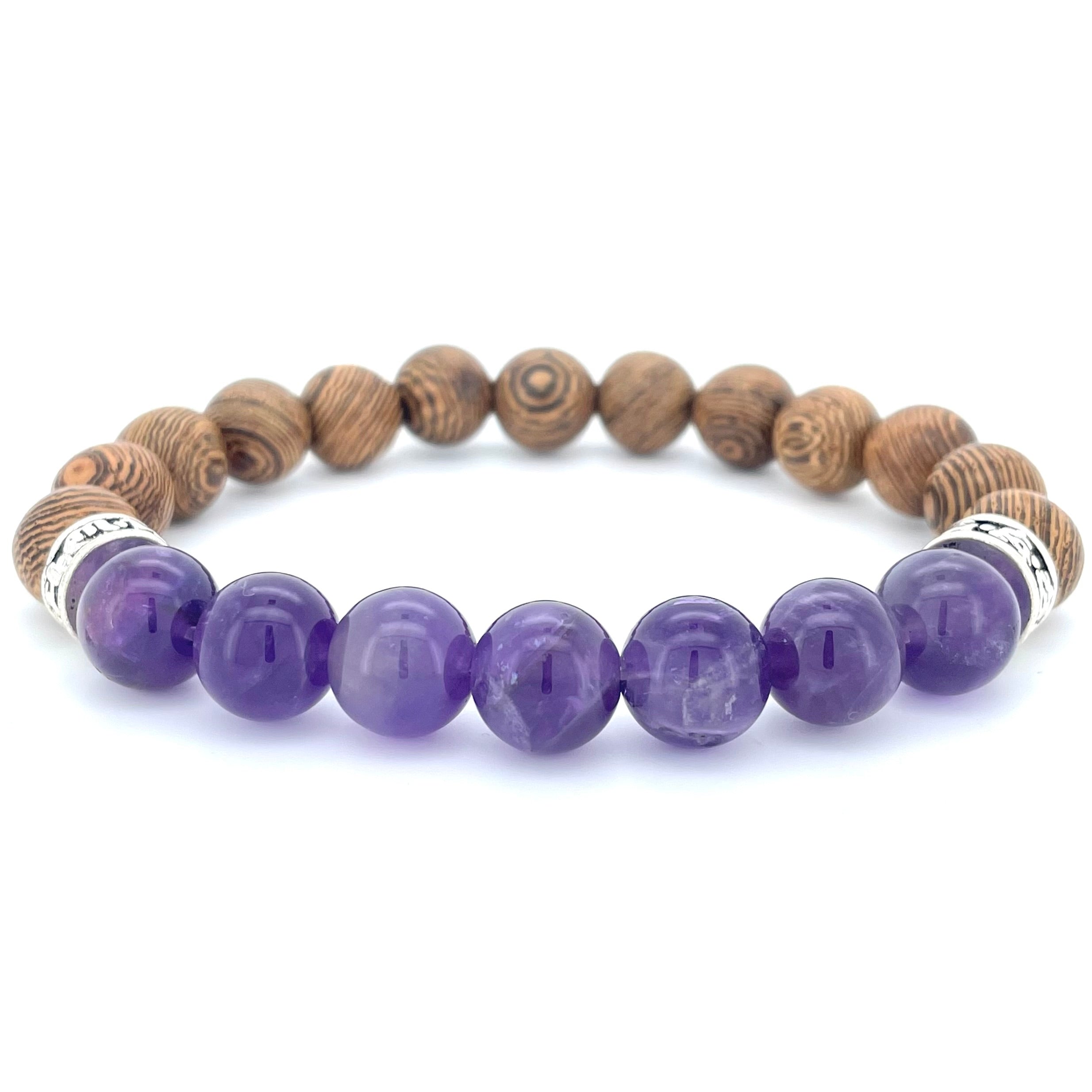 AMETHYST & WOOD BEADED BRACELET - Headless Nation