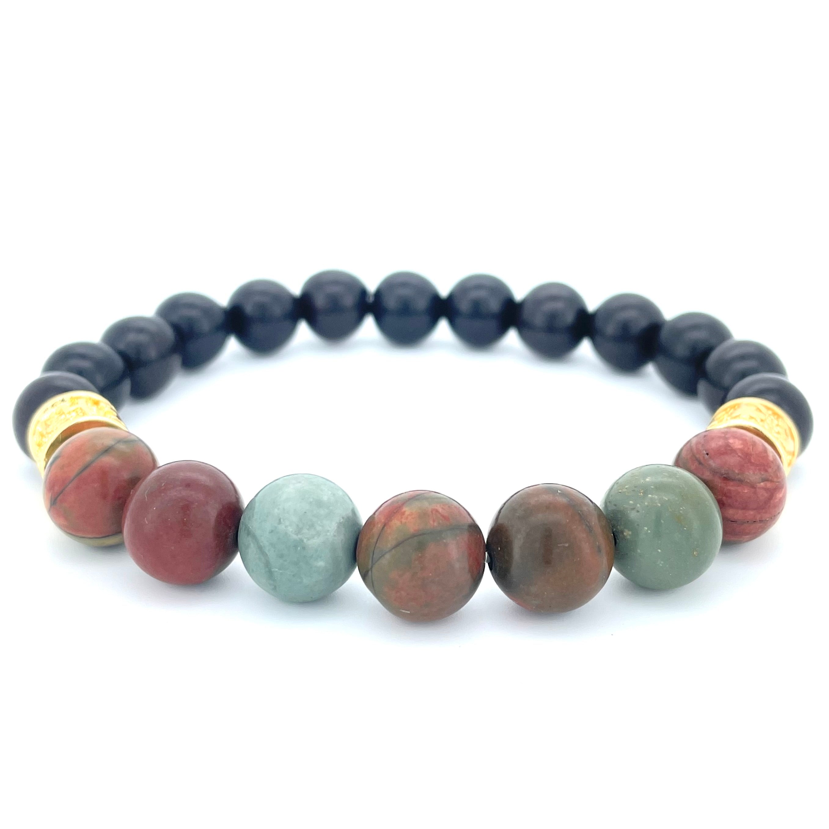 PICASSO JASPER & EBONY WOODEN BEADED BRACELET - Headless Nation