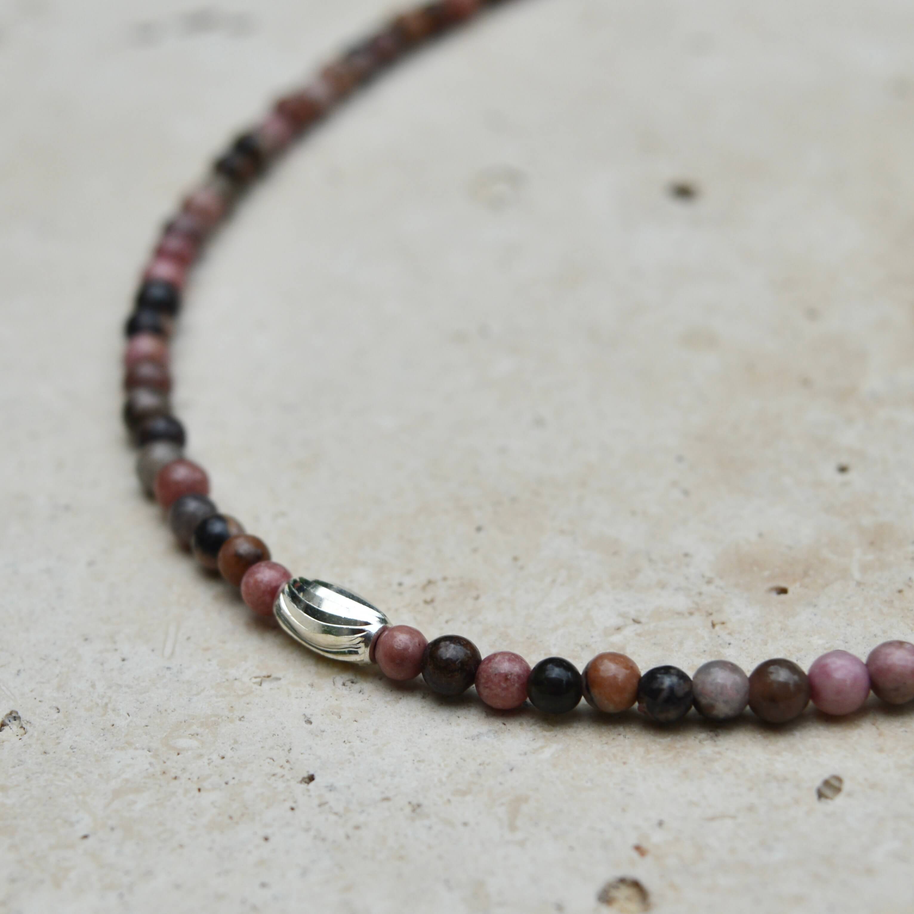 THE DAINTY- Silver- Rhodonite- NECKLACE - Headless Nation