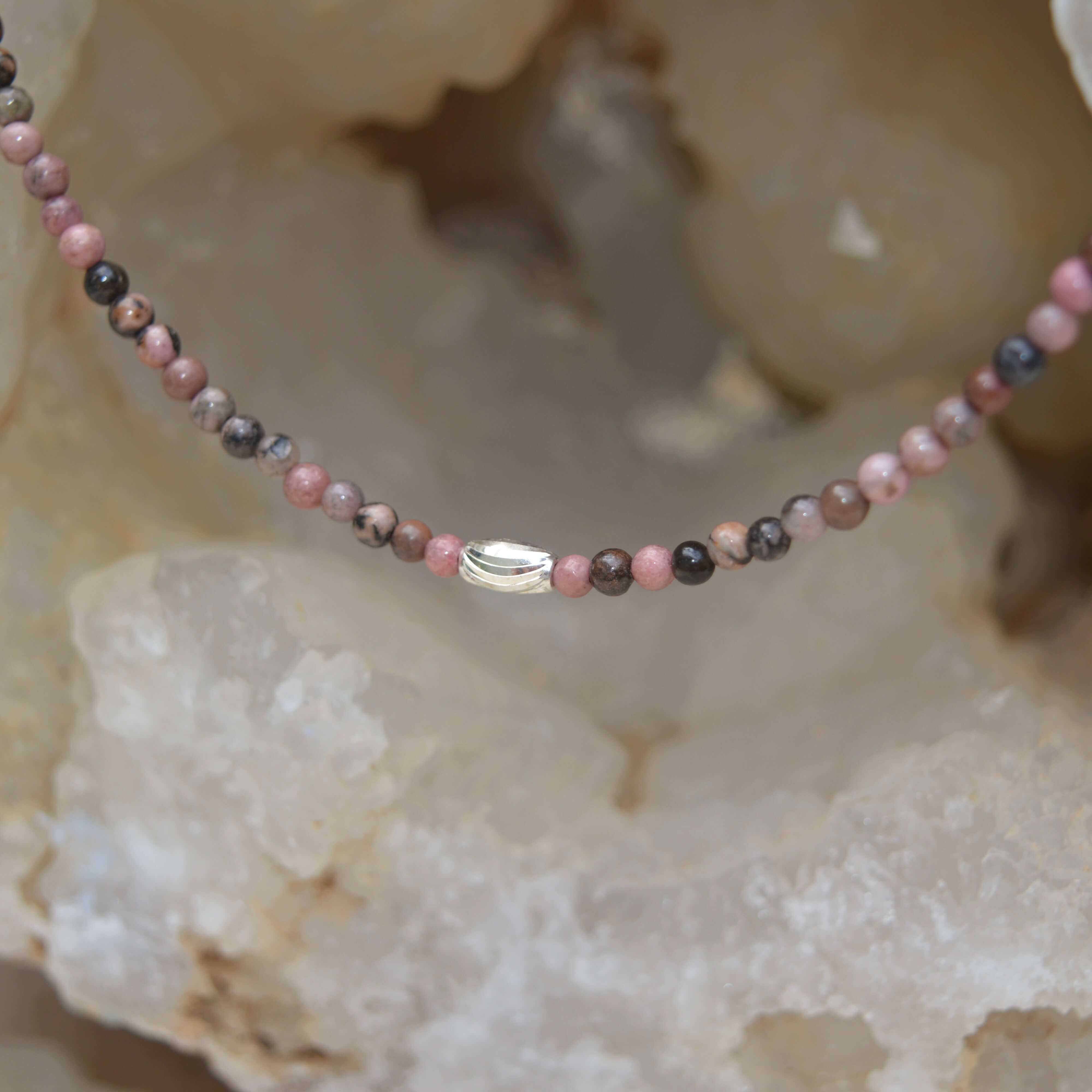 THE DAINTY- Silver- Rhodonite- NECKLACE - Headless Nation