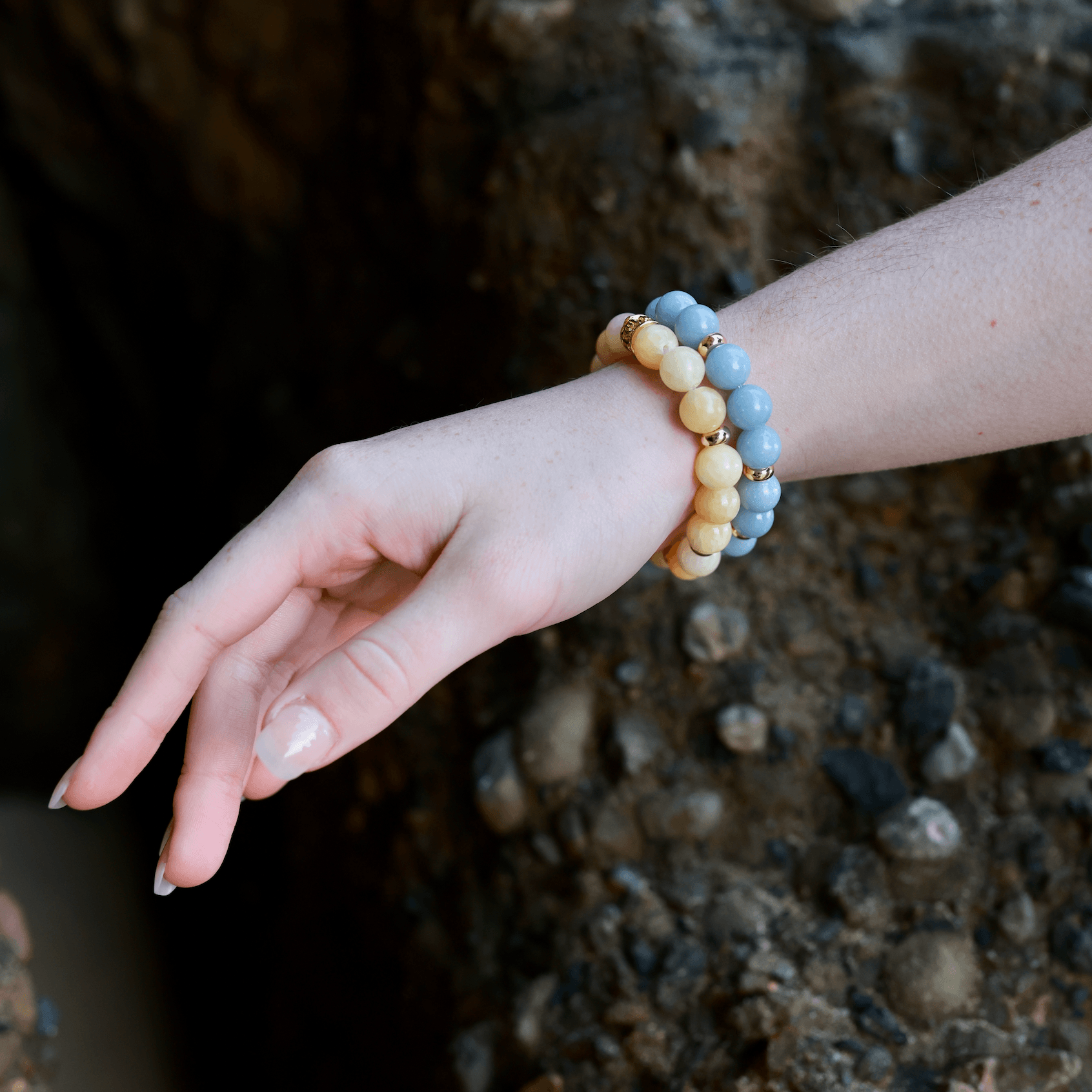 ANGELITE & GOLD BEADED BRACELET - HALCYON COLLECTION - Headless Nation