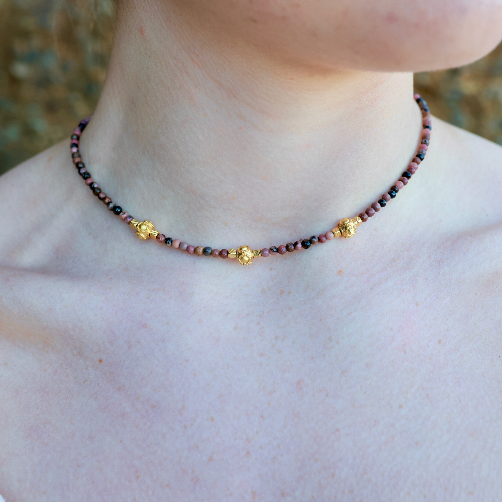 THE DAINTY- SUN Spheres- Rhodonite- NECKLACE - Headless Nation