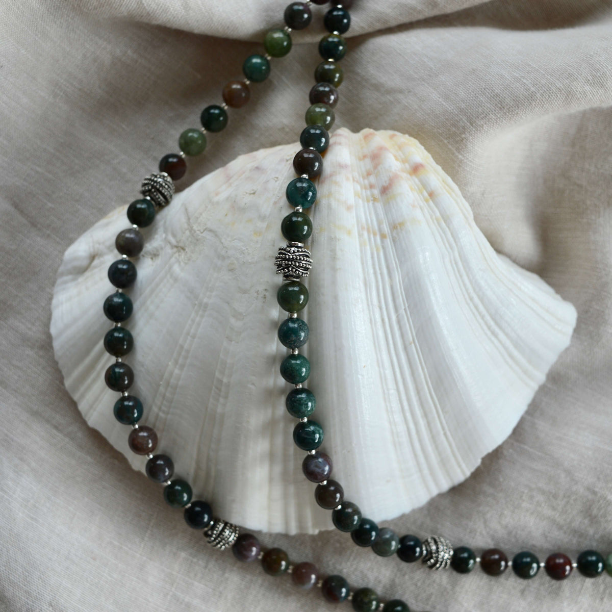 Indian Agate LONG BEADED NECKLACE