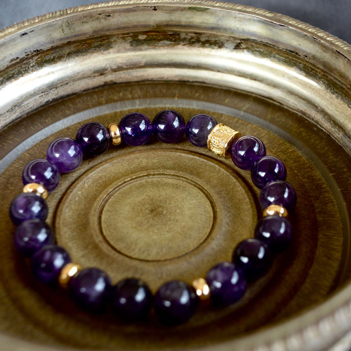 AMETHYST & GOLD BEADED BRACELET