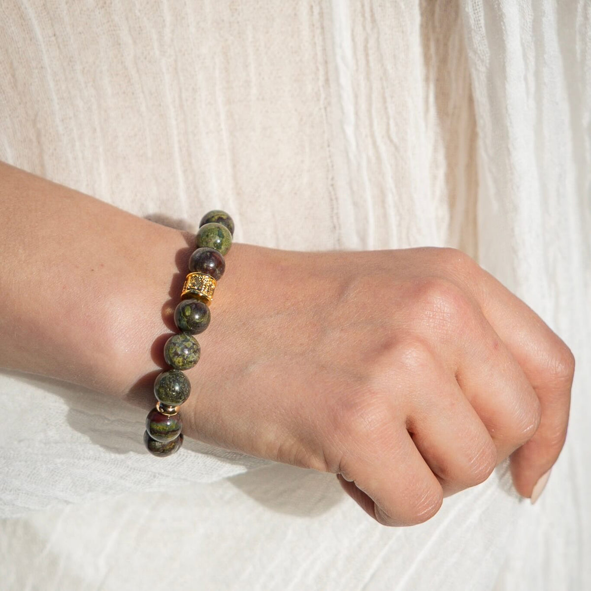 BLOODSTONE- GOLD BEADED BRACELET - Headless Nation