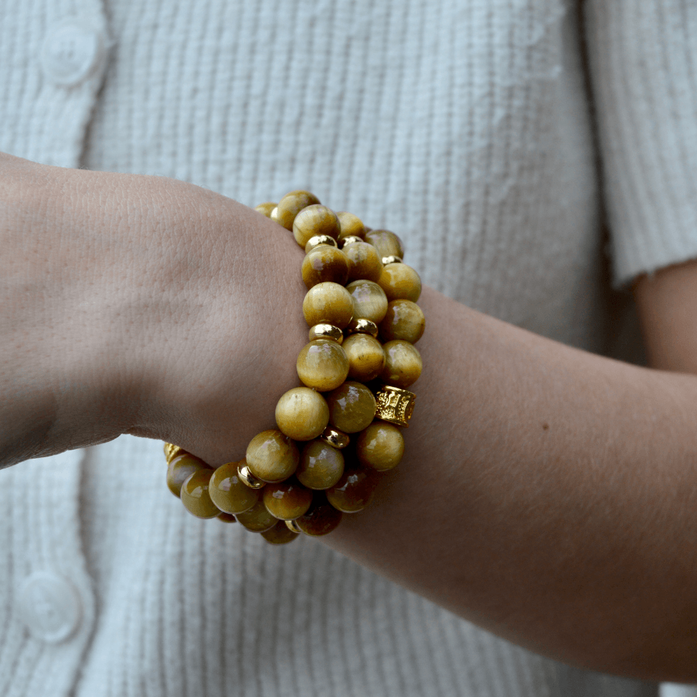 GOLDEN TIGERS EYE-  GOLD BEADED BRACELET - HALCYON COLLECTION