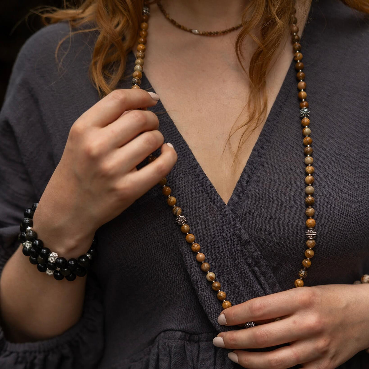 Picture Jasper LONG BEADED NECKLACE - Headless Nation
