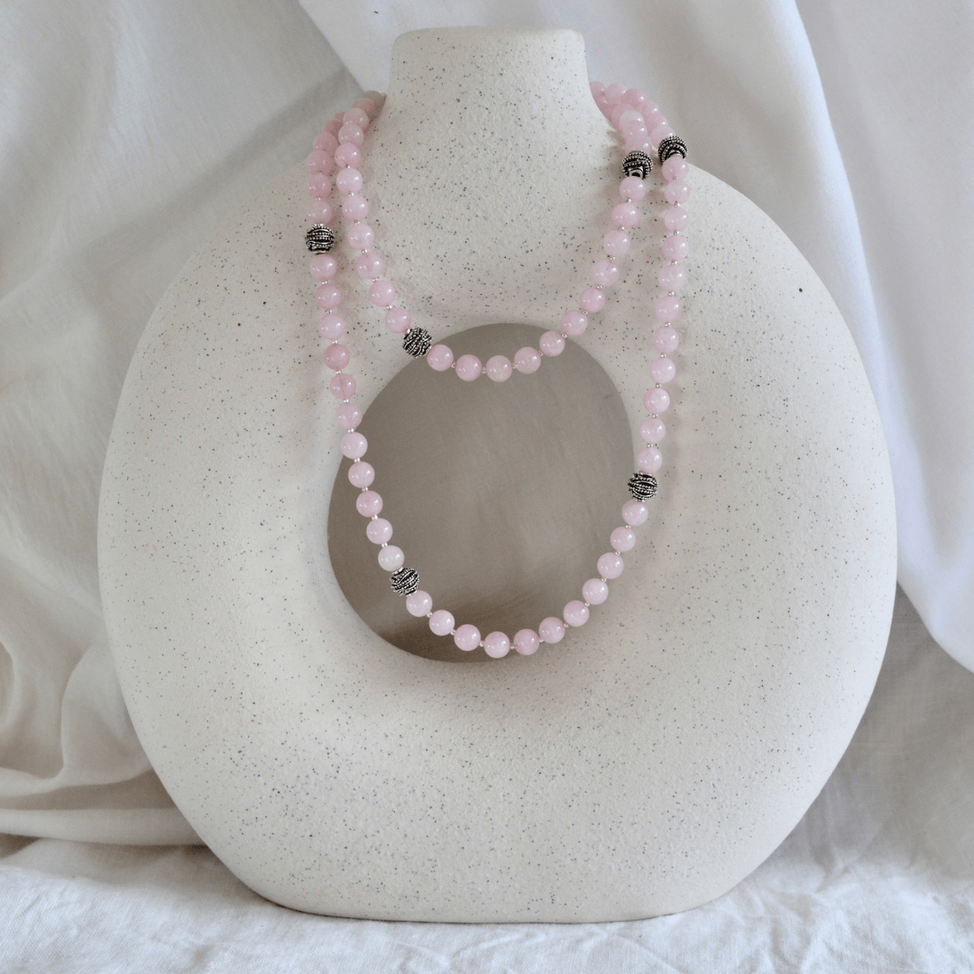 Rose Quartz LONG BEADED NECKLACE - Headless Nation
