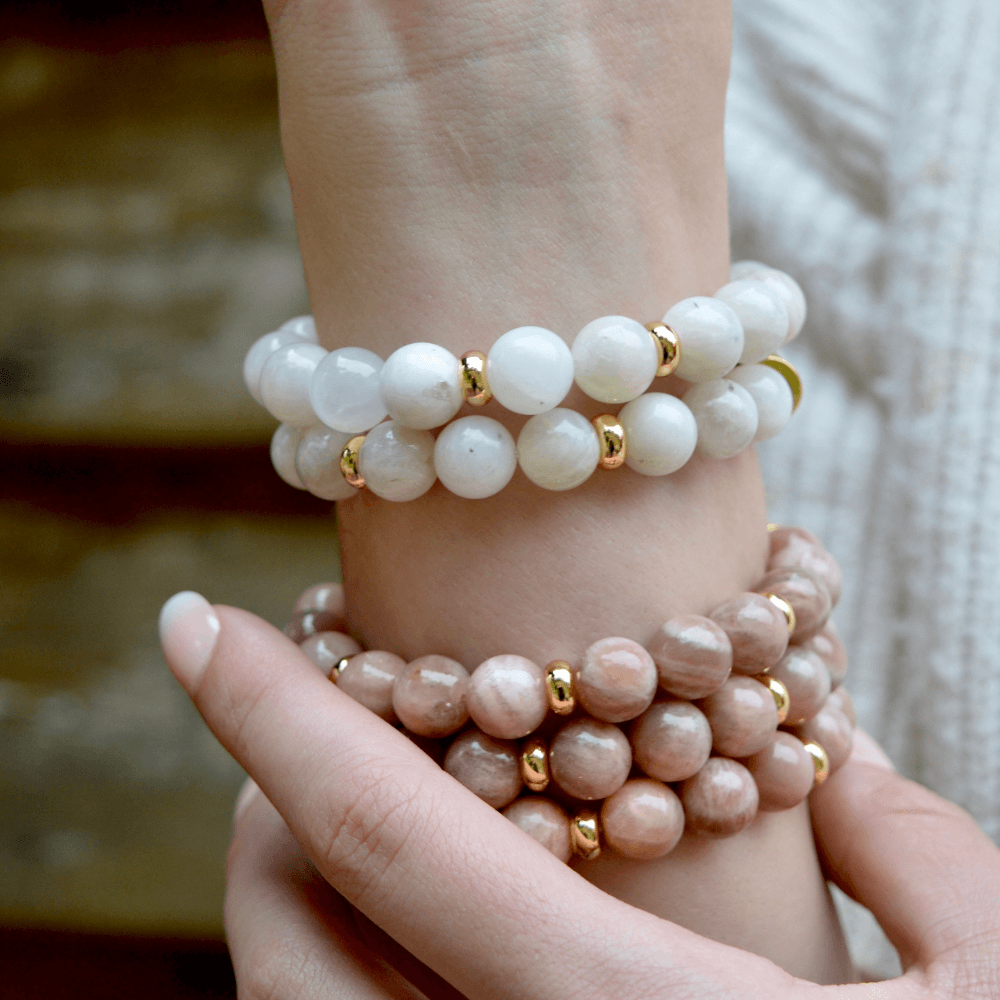 SUNSTONE & GOLD BEADED BRACELET - HALCYON COLLECTION - Headless Nation