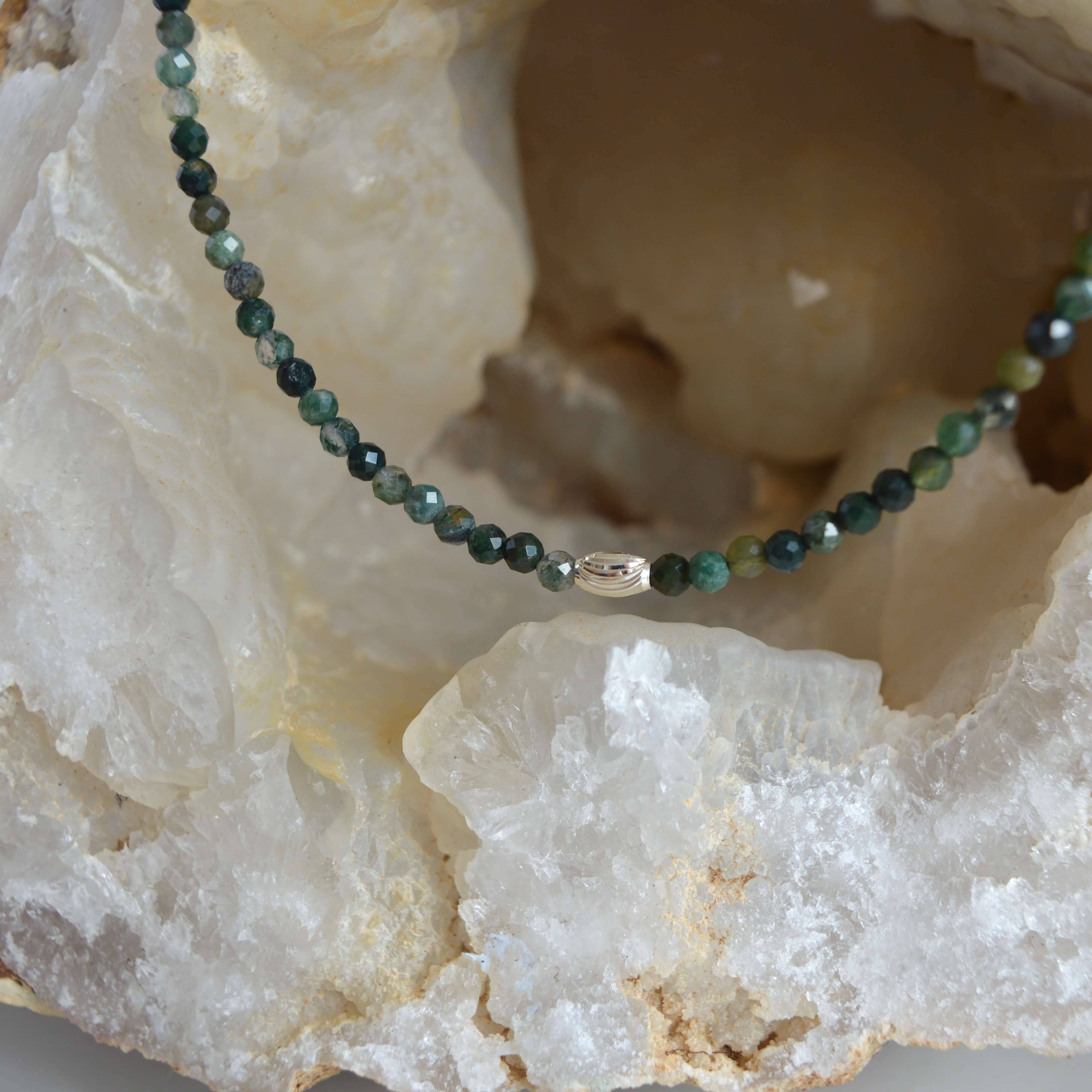 LIMITED EDITION- THE DAINTY- Silver- Dark Moss Agate- NECKLACE - Headless Nation
