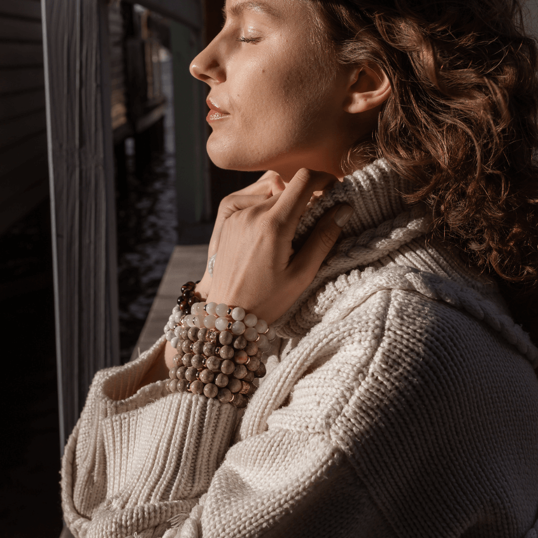 MEDECINE STONE & GOLD BEADED BRACELET - HALCYON COLLECTION