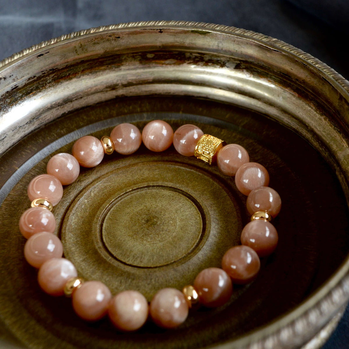 SUNSTONE & GOLD BEADED BRACELET - Headless Nation